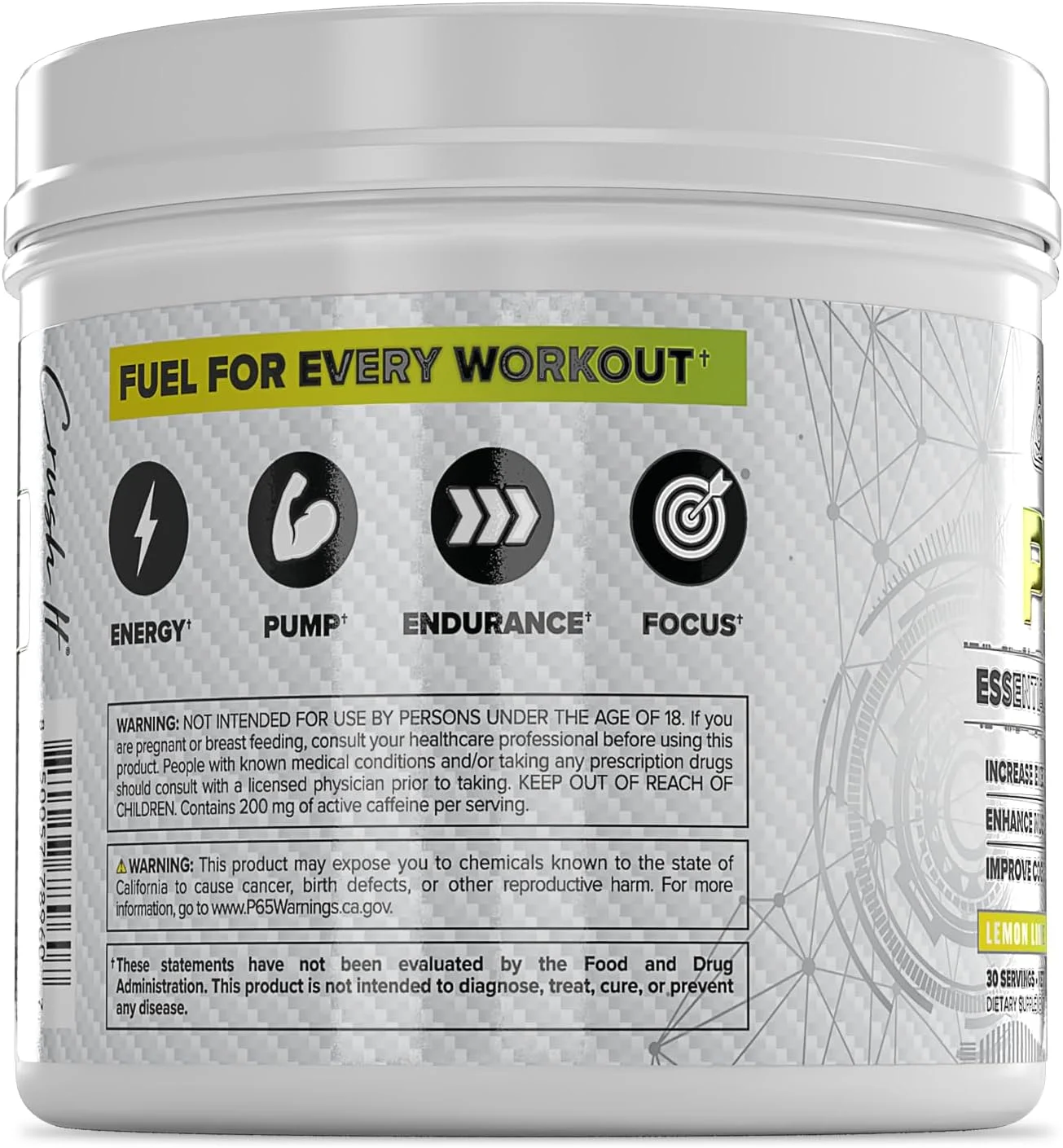 مکمل پیش تمرینی اسنشیال کور نوتریشنال | برای انرژی و پمپ عضلانی | ال-سیترولین و بتا آلانین | 200 میلی گرم کافئین | 30 سروینگ (لیمو ترش)