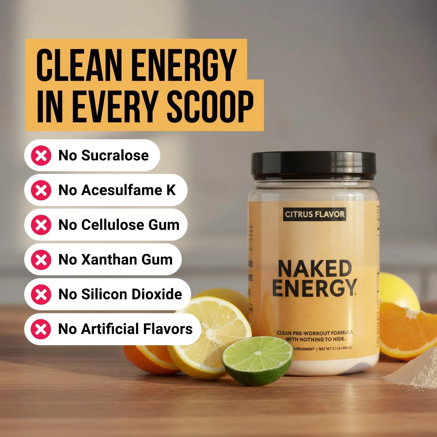 انرژی مرکبات NAKED - مکمل پیش از تمرین با طعم مرکبات برای آقایان و بانوان، مناسب گیاهخواران، بدون شیرین کننده، رنگ یا طعم دهنده افزوده - 30 سروینگ