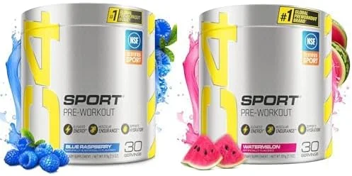 پودر مکمل ورزشی قبل از تمرین سلوکور C4 اسپورت - تمشک آبی + هندوانه - انرژی قبل از تمرین با کراتین + 135 میلی گرم کافئین و ترکیب عملکرد بتا آلانین - دارای گواهی NSF برای ورزش، 30 سروینگ