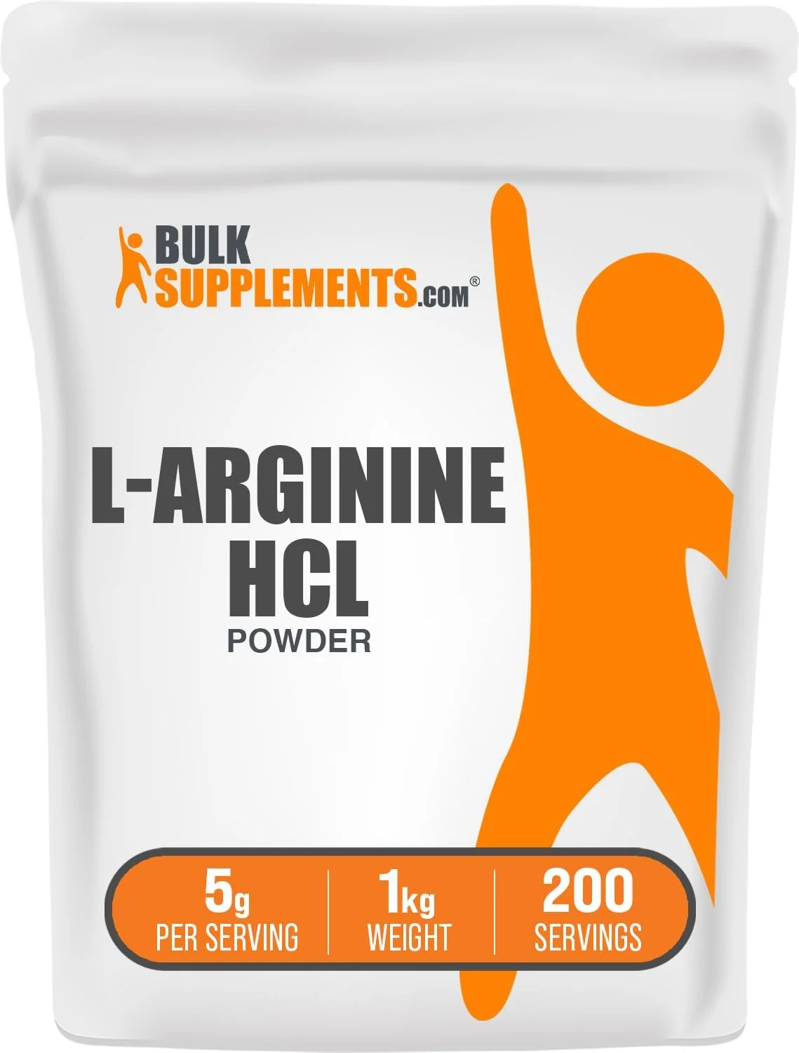 پودر ال-آرژنین اچ سی ال BulkSupplements.com - مکمل نیتریک اکسید، پودر آرژنین - بدون طعم و گلوتن، 5 گرم در هر وعده، 1 کیلوگرم (2.2 پوند) (بسته 1 عددی)