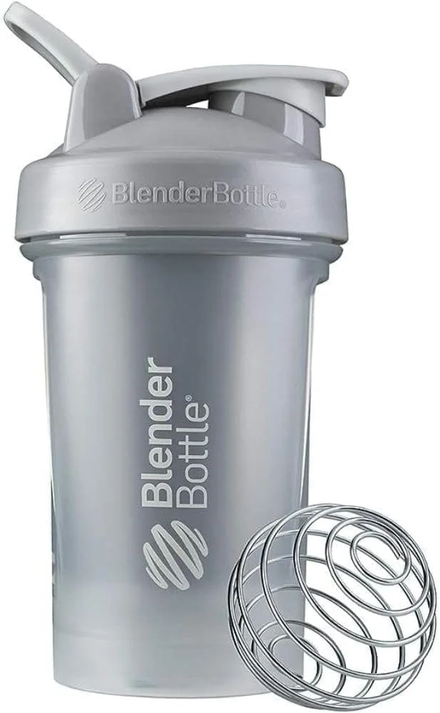 قمقمه شیکر BlenderBottle Classic V2، مناسب برای شیک پروتئین و قبل از تمرین، 20 اونس، خاکستری سنگریزه ای