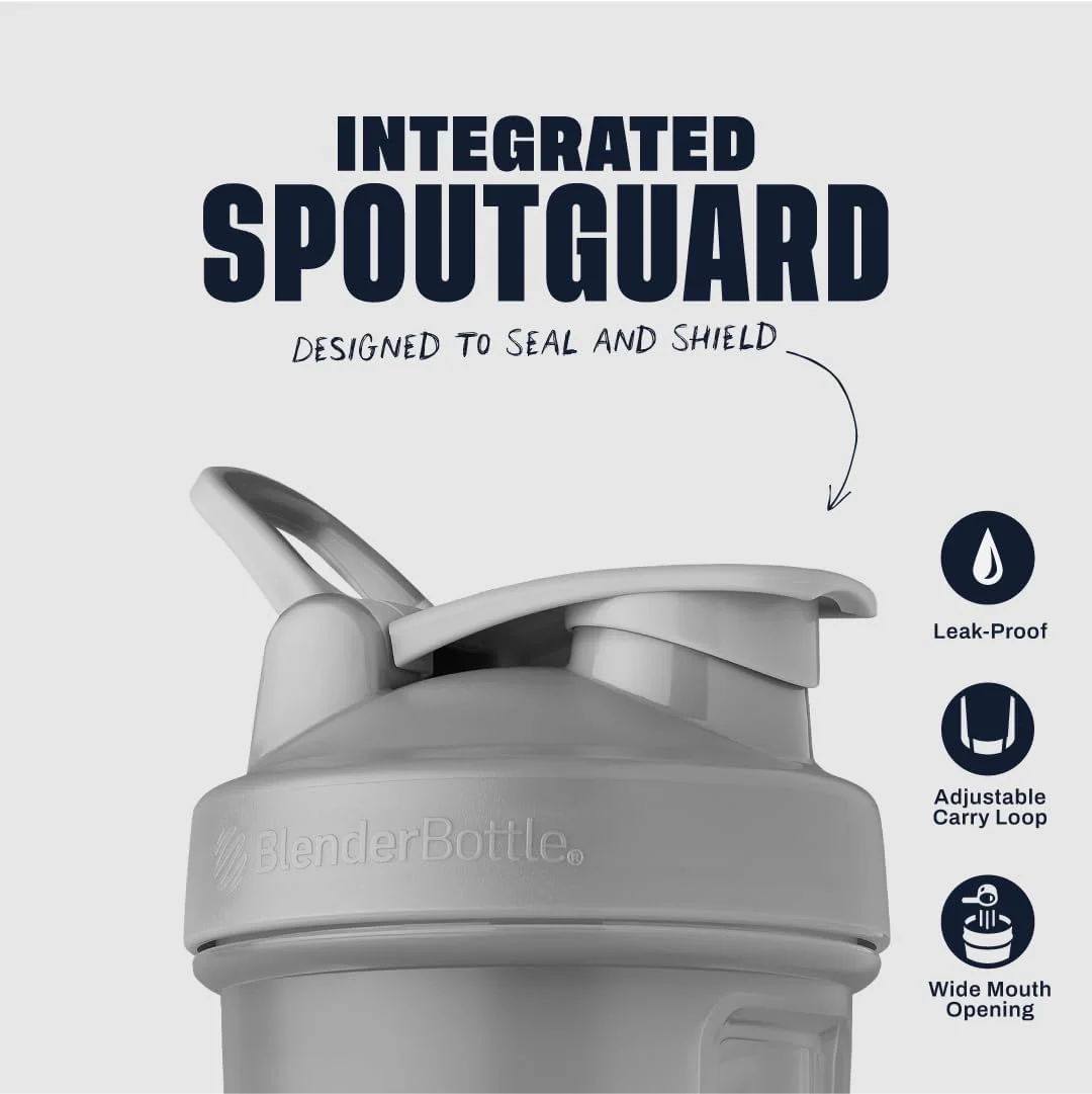 قمقمه شیکر BlenderBottle Classic V2، مناسب برای شیک پروتئین و قبل از تمرین، 20 اونس، خاکستری سنگریزه ای