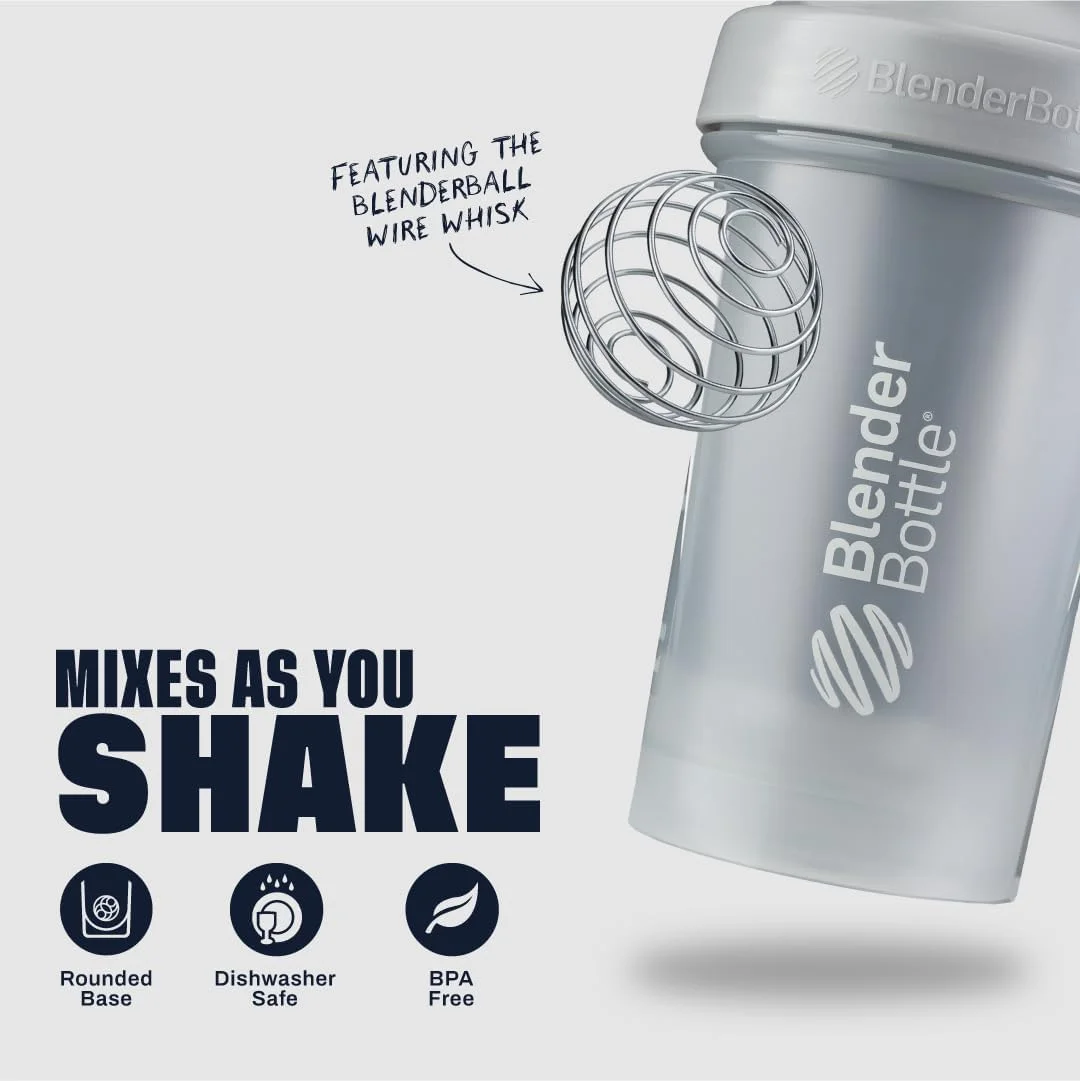 قمقمه شیکر BlenderBottle Classic V2، مناسب برای شیک پروتئین و قبل از تمرین، 20 اونس، خاکستری سنگریزه ای