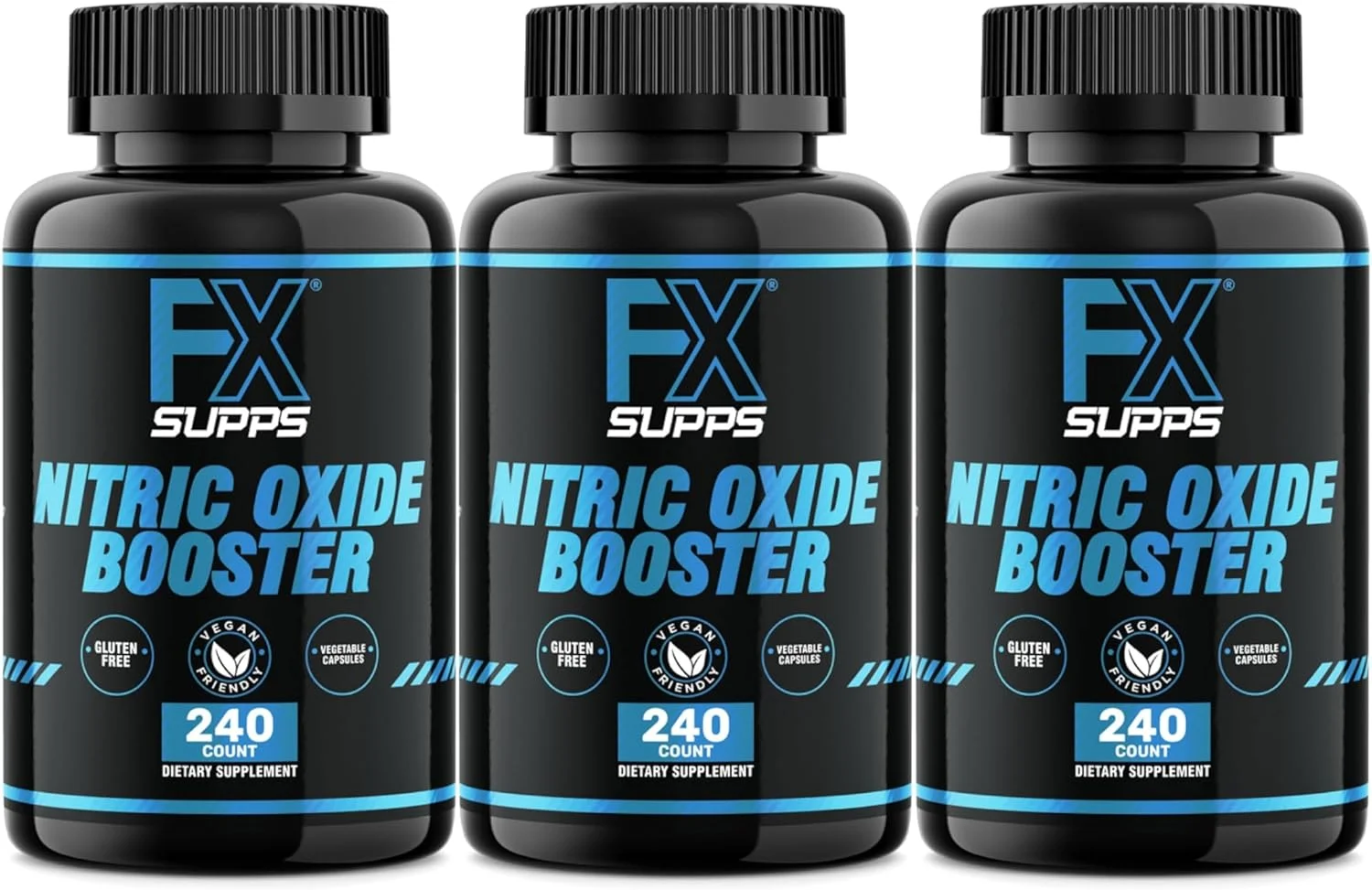 مکمل اکسید نیتریک FXSUPPS - مکمل قبل از تمرین اکسید نیتریک با ال-آرژنین و بتا آلانین برای انرژی، عروق، پمپ عضلانی، سلامت قلب و جریان خون، 240 عدد (بسته 3 عددی)