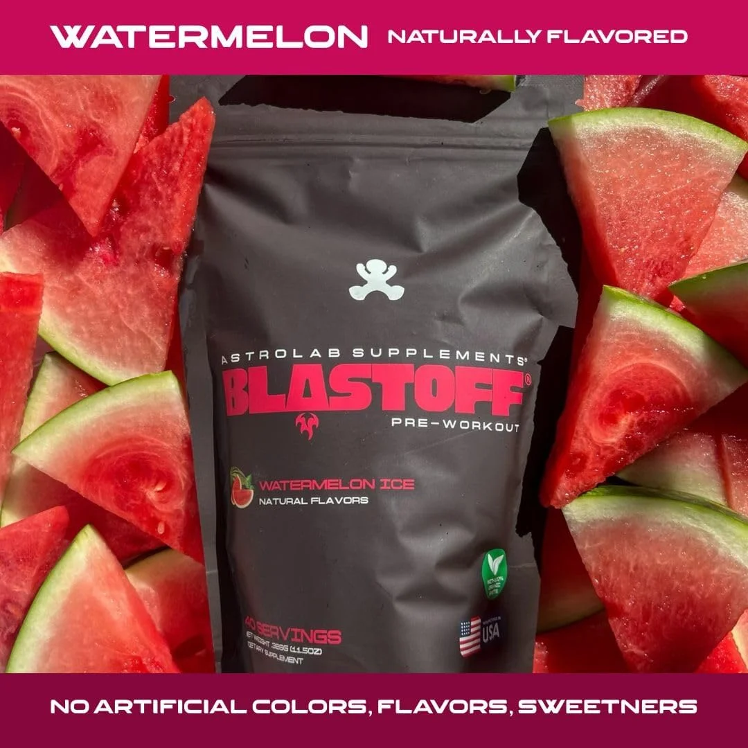 مکمل پیش از تمرین BLASTOFF Clean - ریشه چغندر ارگانیک، 300 میلی گرم کافئین، ال-سیترولین، بتا آلانین | طعم هندوانه ملایم | گیاهی، غیر GMO، بدون شکر، بدون شیرین کننده های مصنوعی - برای آقایان و بانوان