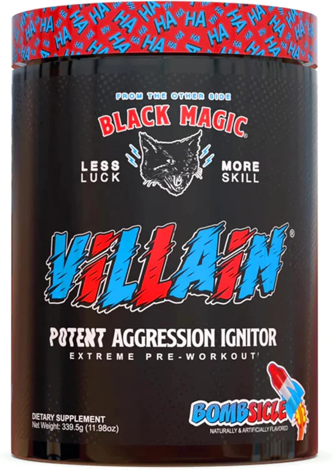 مکمل پیش از تمرین محرک قوی و نوتروپیک Black Magic Supply Villain - بتا آلانین، ال-تیروزین و کافئین - پمپ و تمرکز - 25 سروینگ (بمب یخی)