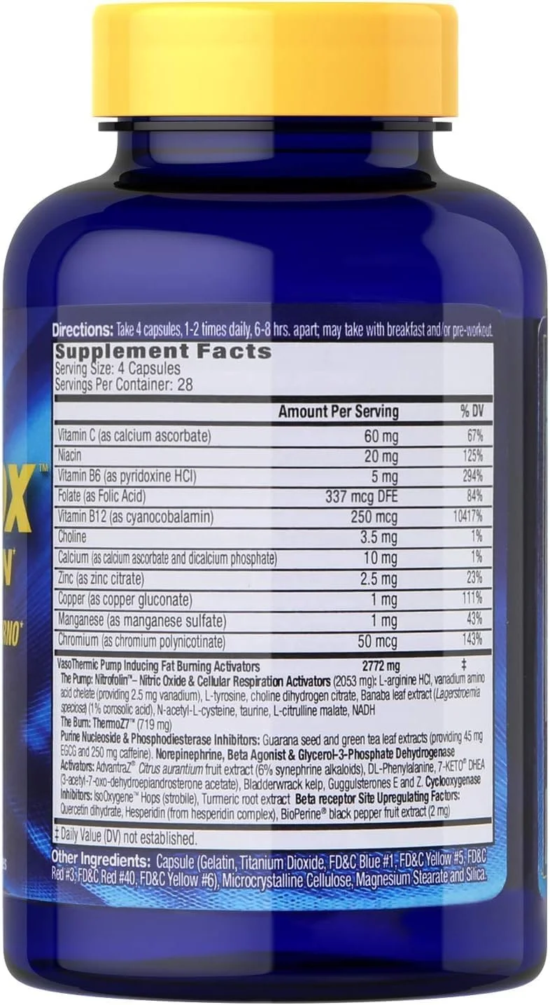 MHP Anadrox Pump & Burn، اکسید نیتریک برای افزایش سوخت و ساز بدن، 112 کپسول