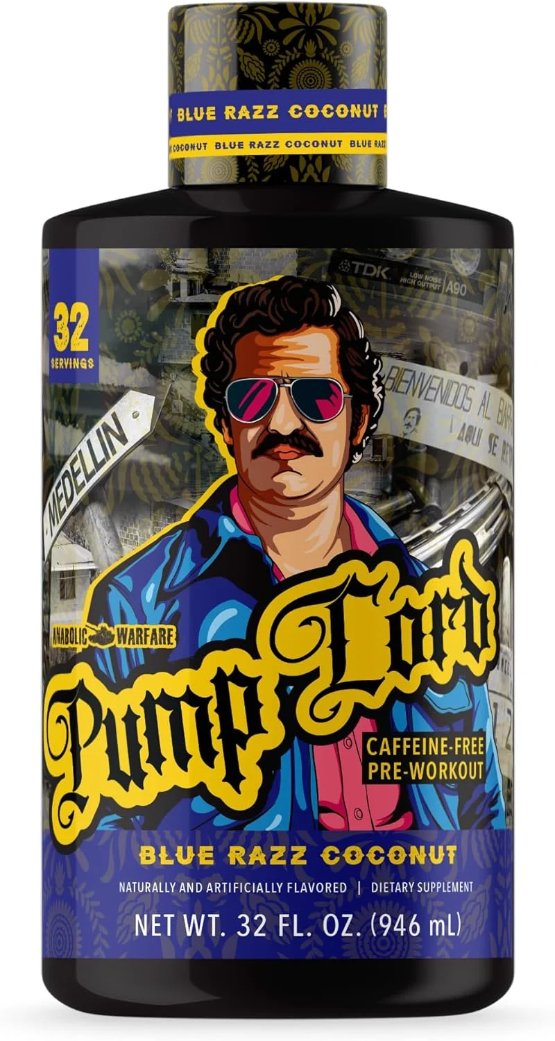 مکمل پمپ عضلانی بدون کافئین قبل از تمرین با گلیسرول، بتا آلانین، بتائین انهیدروس (تمشک آبی نارگیل - 32 سروینگ)