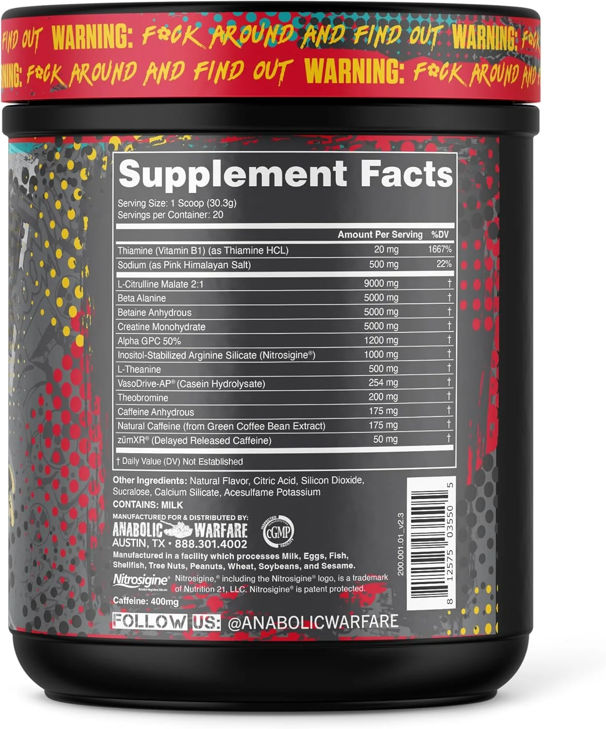 پودر پیش تمرین پرانرژی و با شدت بالا Anabolic Warfare Defcon1 (طعم انفجار میوه، 20 سروینگ)