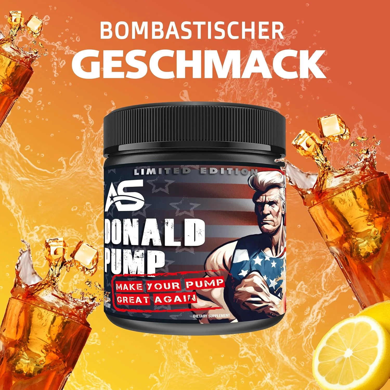 مکمل پمپ دونالد [510 گرم] - پمپ خود را دوباره عالی کنید! ال سیترولین مالات + کراتین + AAKG + بتا آلانین + جینکوبیلوبا - تقویت کننده پمپ برای تمرین