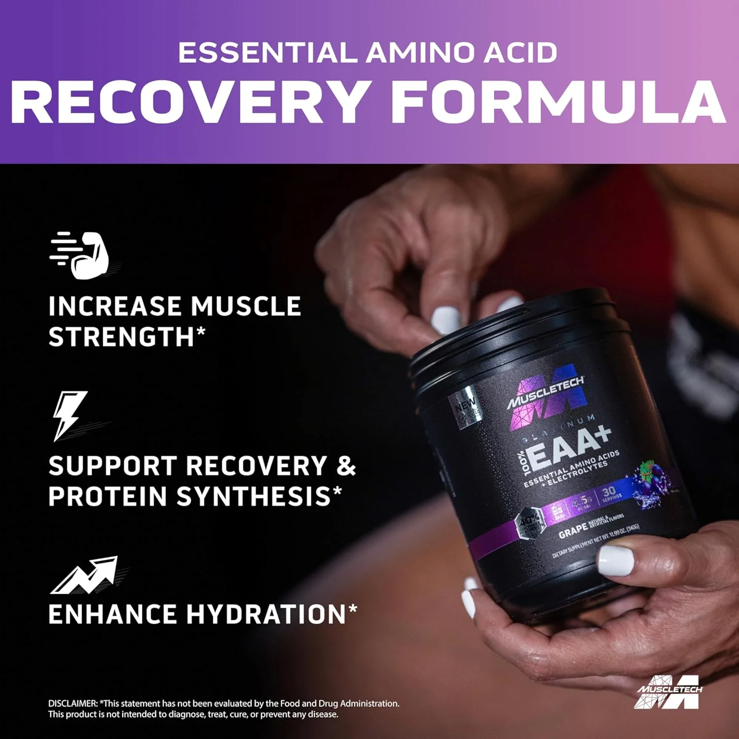 مکمل اسیدهای آمینه ضروری پلاتینیوم ماسل تک با الکترولیت، انگور - پودر قبل از تمرین برای انرژی، رشد عضلات و سازنده قدرت - کمپلکس EAA برای مردان و زنان - 30 سروینگ مکمل اسیدهای آمینه ضروری پلاتینیوم ماسل تک با الکترولیت، انگور - پودر قبل از تمرین برای انرژی، رشد عضلات و سازنده قدرت - کمپلکس EAA برای مردان و زنان - 30 سروینگ