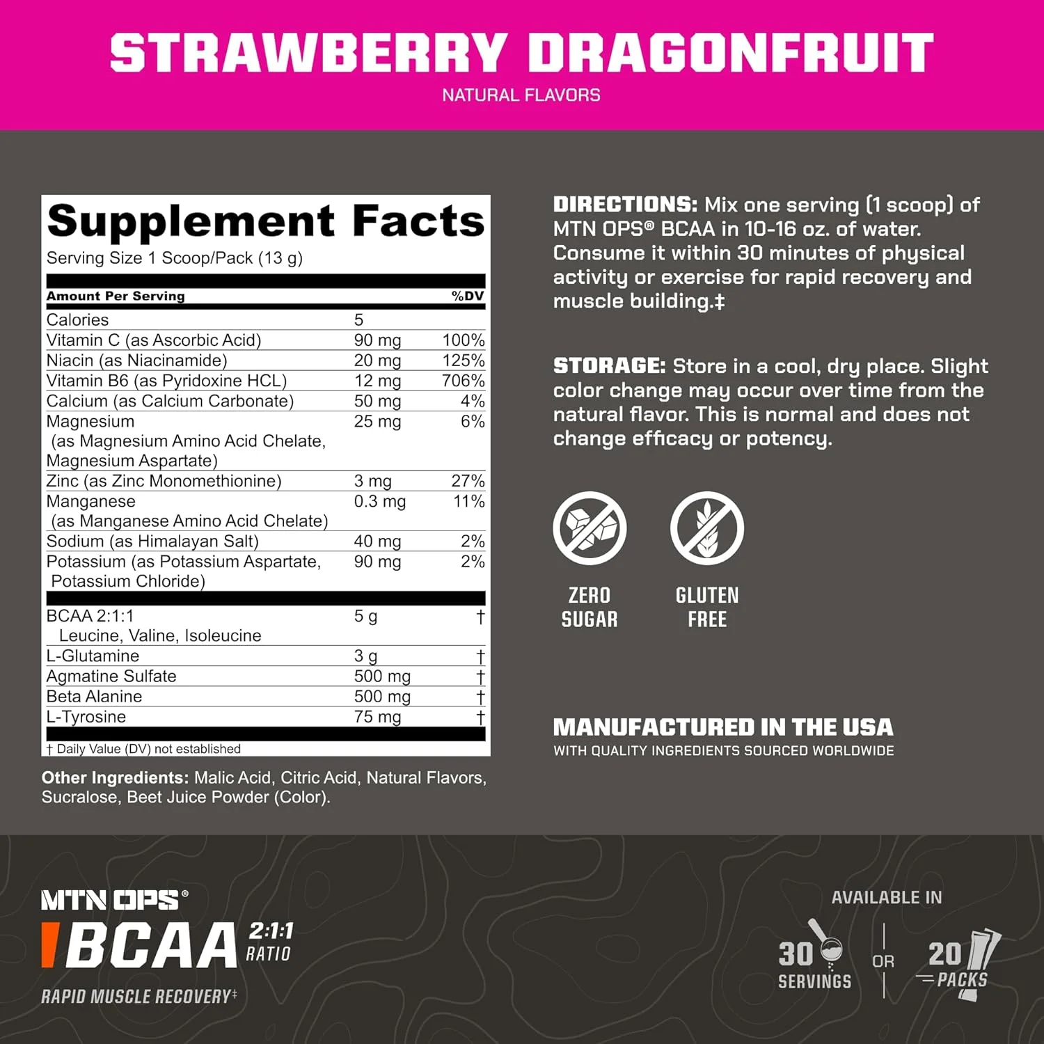 پودر آمینو اسیدهای شاخه دار MTN OPS با نسبت 2:1:1 برای ترمیم و ریکاوری سریع عضلات، بدون شکر و گلوتن - 30 سروینگ، توت فرنگی و دراگون فروت پودر آمینو اسیدهای شاخه دار MTN OPS با نسبت 2:1:1 برای ترمیم و ریکاوری سریع عضلات، بدون شکر و گلوتن - 30 سروینگ، توت فرنگی و دراگون فروت