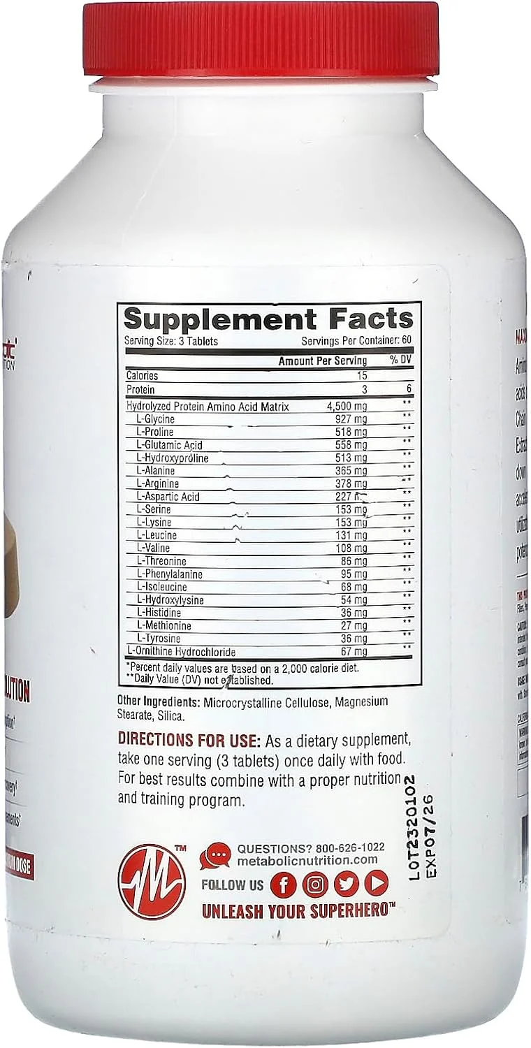 قرص های آمینو 4500 متابولیک نوتریشن، کمپلکس اسید آمینه هیدرولیز شده با حداکثر قدرت 4500 میلی گرم (180 عدد) قرص های آمینو 4500 متابولیک نوتریشن، کمپلکس اسید آمینه هیدرولیز شده با حداکثر قدرت 4500 میلی گرم (180 عدد)