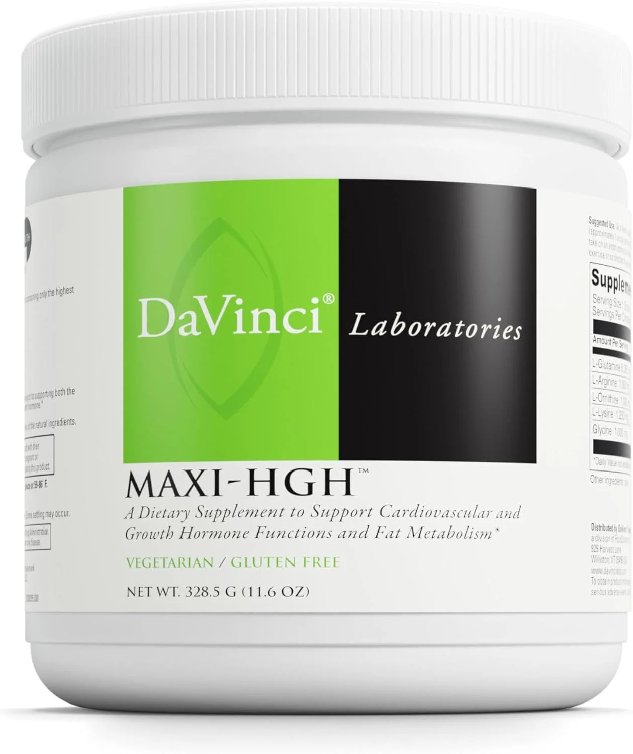 مخلوط نوشیدنی بدون گلوتن DAVINCI Labs Maxi-HGH - مکمل اسید آمینه برای پشتیبانی از سیستم قلبی عروقی، ریکاوری عضلات، آزادسازی هورمون رشد و متابولیسم چربی* - گیاهی - پودر 328.5 گرمی مخلوط نوشیدنی بدون گلوتن DAVINCI Labs Maxi-HGH - مکمل اسید آمینه برای پشتیبانی از سیستم قلبی عروقی، ریکاوری عضلات، آزادسازی هورمون رشد و متابولیسم چربی* - گیاهی - پودر 328.5 گرمی