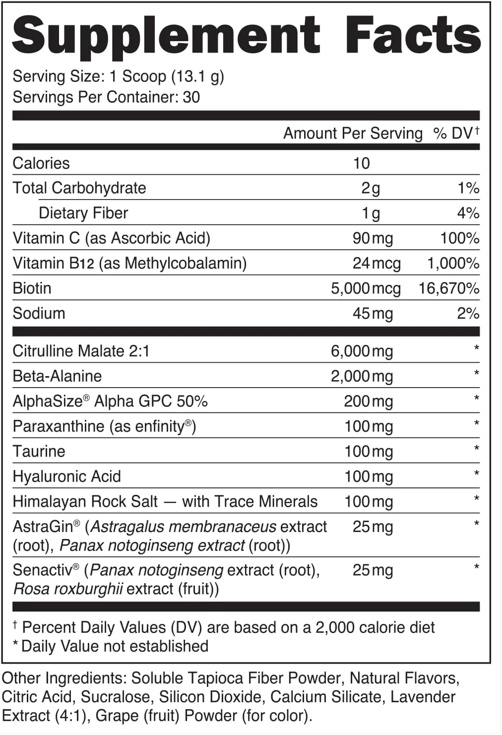 پودر مکمل پیش از تمرین برای بانوان | طعم لیموناد لوندر | 6 گرم سیترولین، 2 گرم بتا آلانین، 100 میلی گرم هیالورونیک اسید، 5 میلی گرم بیوتین و 5 ماده ثبت شده دیگر | 30 سروینگ | 394 گرم پودر مکمل پیش از تمرین برای بانوان | طعم لیموناد لوندر | 6 گرم سیترولین، 2 گرم بتا آلانین، 100 میلی گرم هیالورونیک اسید، 5 میلی گرم بیوتین و 5 ماده ثبت شده دیگر | 30 سروینگ | 394 گرم