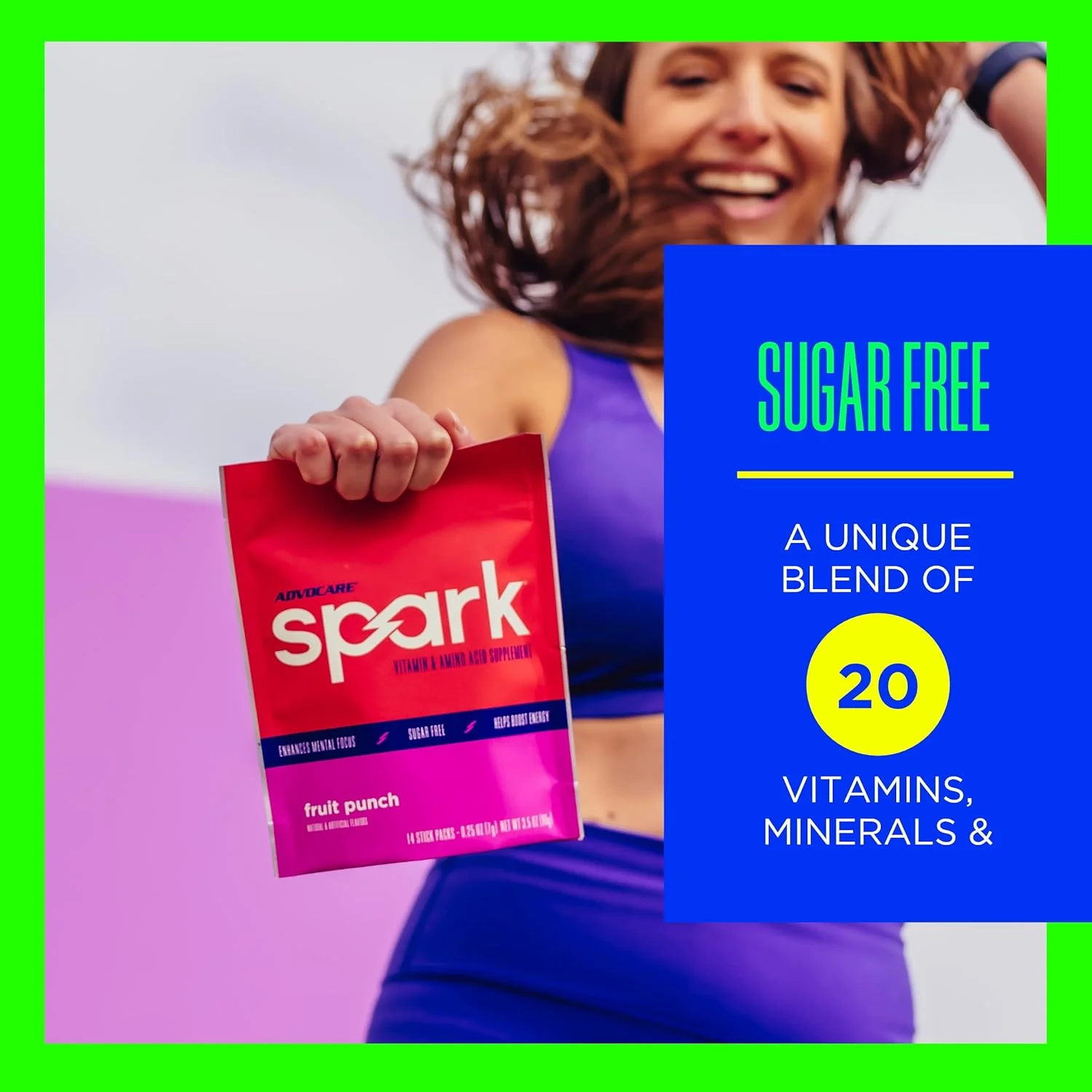 مخلوط نوشیدنی انرژی زا AdvoCare Spark - مکمل ویتامین و آمینو اسید - پشتیبانی از انرژی و تمرکز* - پشتیبانی قابل حمل از سیستم ایمنی* - بدون شکر - پانچ میوه، 14 بسته چوبی (99 گرم) مخلوط نوشیدنی انرژی زا AdvoCare Spark - مکمل ویتامین و آمینو اسید - پشتیبانی از انرژی و تمرکز* - پشتیبانی قابل حمل از سیستم ایمنی* - بدون شکر - پانچ میوه، 14 بسته چوبی (99 گرم)