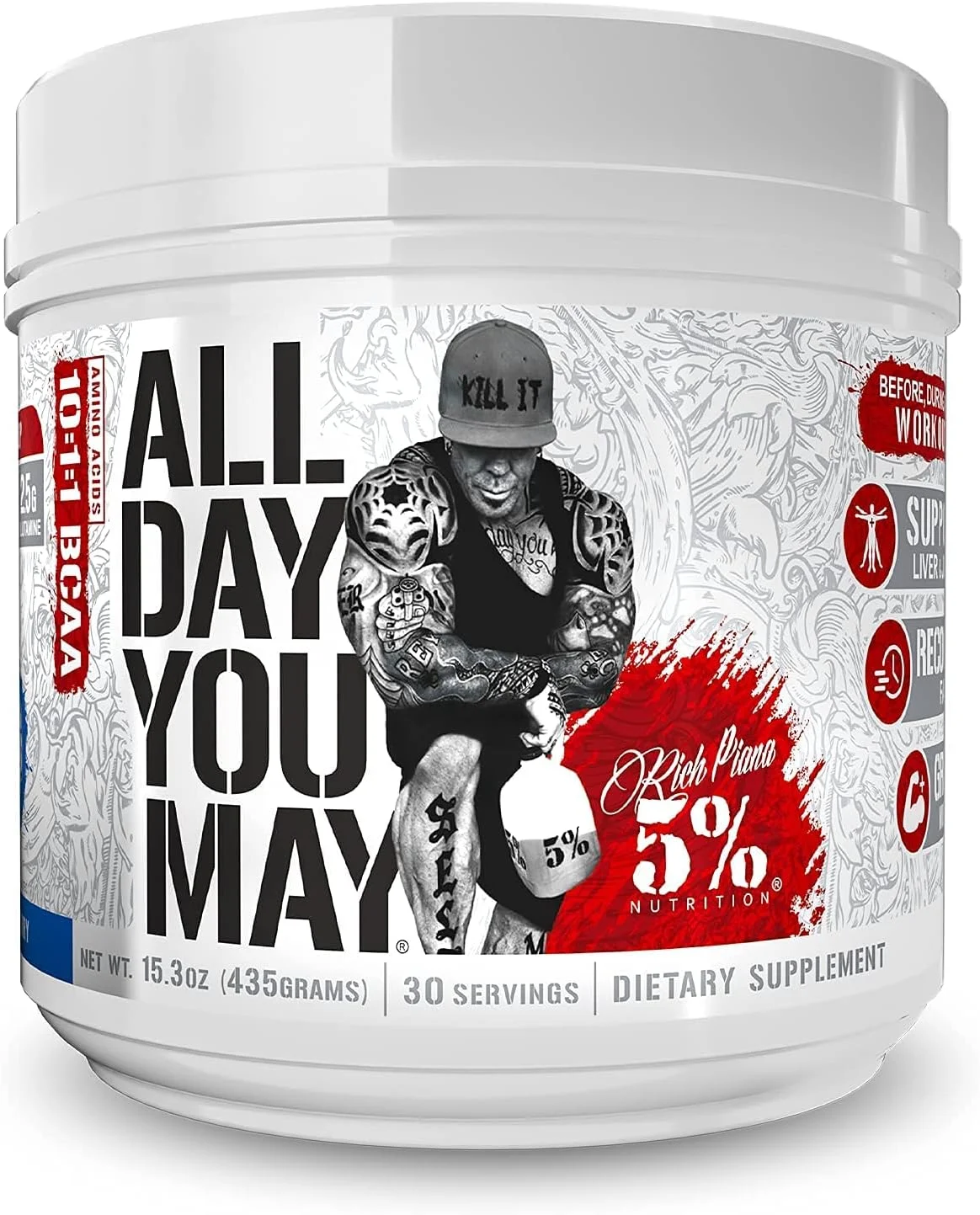 مجموعه ریچ پیانا 5% نوتریشن | پودر بی سی ای ای AllDayYouMay + مکمل قبل از تمرین Kill It Reloaded با محرک بالا (تمشک آبی) مجموعه ریچ پیانا 5% نوتریشن | پودر بی سی ای ای AllDayYouMay + مکمل قبل از تمرین Kill It Reloaded با محرک بالا (تمشک آبی)