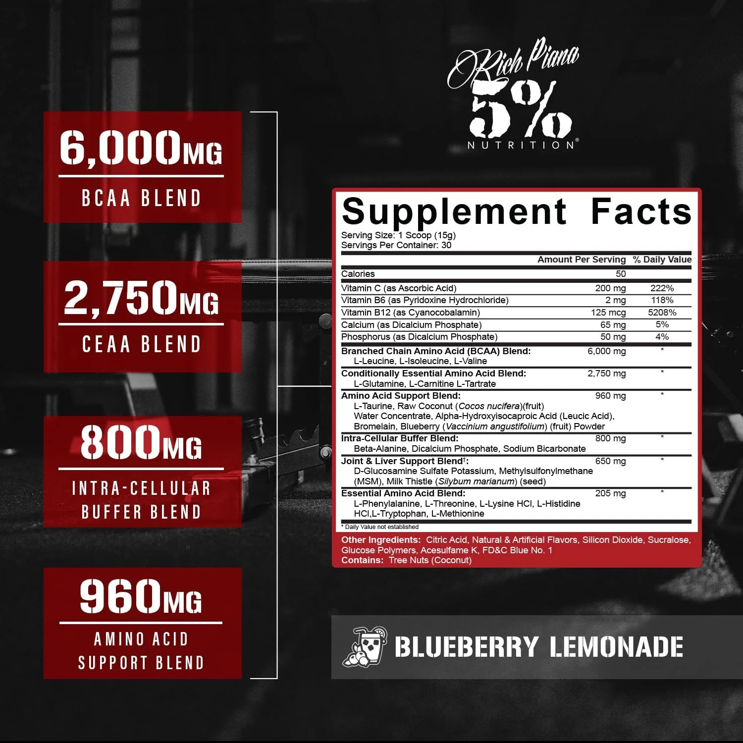پودر بی سی ای ای آل دی یو می 5% نوتریشن ریچ پیانا، آمینو اسیدهای ممتاز حین و بعد تمرین، آبرسانی، استقامت، ریکاوری عضلات، مفاصل و کبد | 496 گرم، 30 سروینگ (لیموناد بلوبری) پودر بی سی ای ای آل دی یو می 5% نوتریشن ریچ پیانا، آمینو اسیدهای ممتاز حین و بعد تمرین، آبرسانی، استقامت، ریکاوری عضلات، مفاصل و کبد | 496 گرم، 30 سروینگ (لیموناد بلوبری)