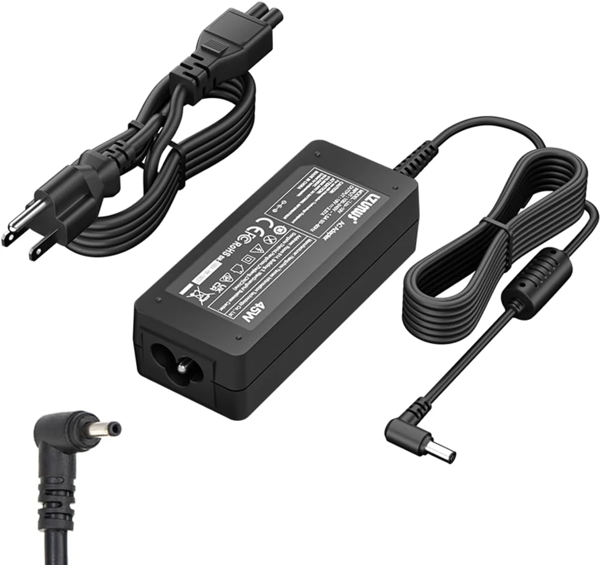 آداپتور AC 45 واتی برای شارژر لپ تاپ ایسر 19 ولت 2.37 آمپر 3.0x1.1 میلی متر سازگار با سری های Acer Chromebook Aspire Swift 1/3/5 منبع تغذیه جایگزین