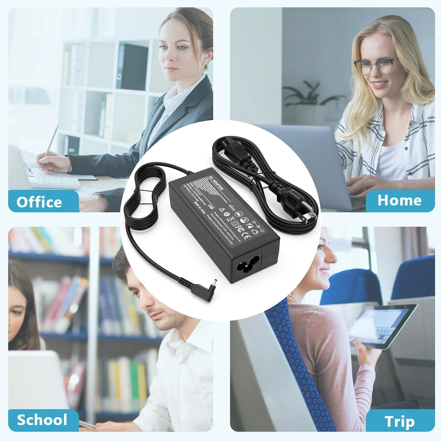 آداپتور برق 65 واتی سازگار با شارژر لپ تاپ های Acer Aspire سری 5 و 3 مدل های A515 A517 A515-55 A515-56 / A315-24P A315-58