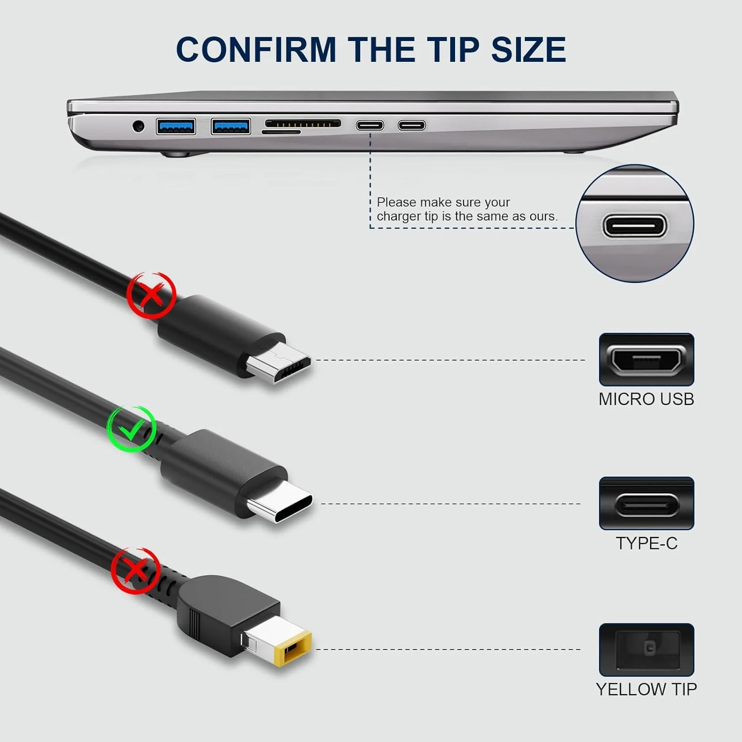 شارژر تایپ C سازگار با لپ تاپ ایسر کروم بوک، آداپتور برق USB C شارژر تایپ C سازگار با لپ تاپ ایسر کروم بوک، آداپتور برق USB C