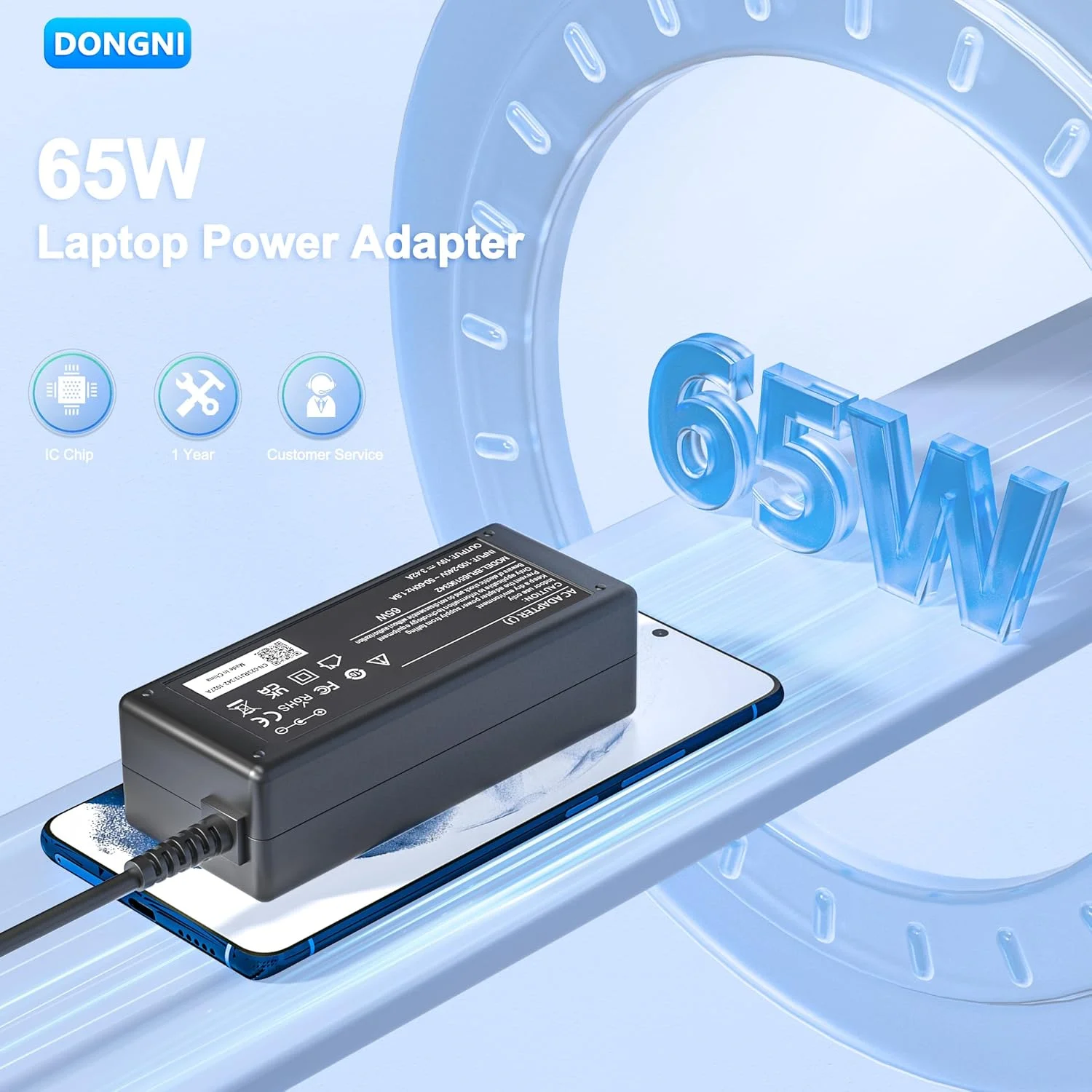 شارژر 65 واتی Aspire سازگار با لپ تاپ های Acer Aspire Go 15 14 AG15-31P AG14-21P A315 A515 A315-23 A315-34 A315-35 A315-22 A315-58 A317-53 A515-55 A515-56 A515-54 A515-46 A515-45 به همراه سیم برق