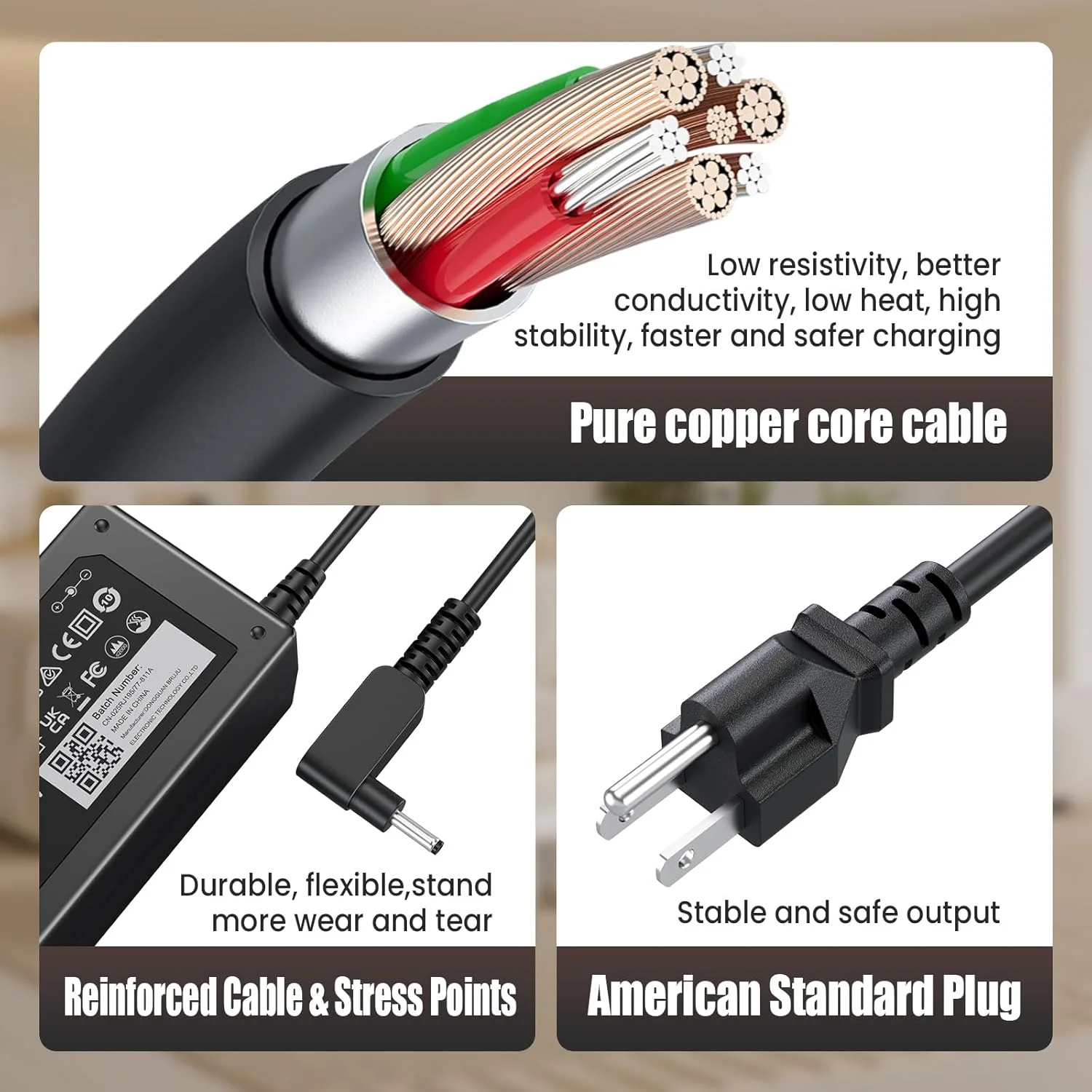 شارژر کروم‌بوک سازگار با Acer C720/C740/CB5-571/C910; CB3-431 & CB3-532; Spin 3/5; Switch Alpha 12; Aspire R13/R15 – جایگزین 65W/45W