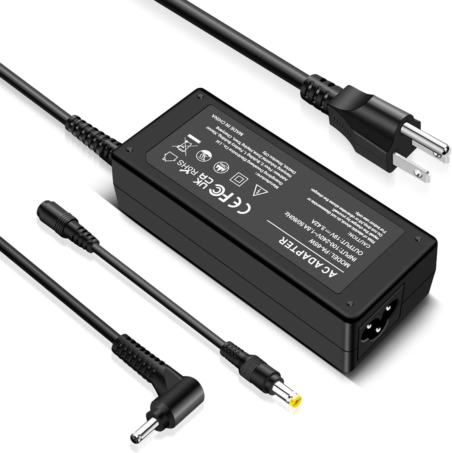 شارژر 65 واتی AC 19V 3.42A برای ایسر اسپایر 1 3 5 A514-54 A515-45 A515-46 A515-54 A515-55 A515-56 A315-24P A315-58 A315-59 A315-23 کروم بوک C738T C740 N15Q8 N15Q9 N16P1 N20C5