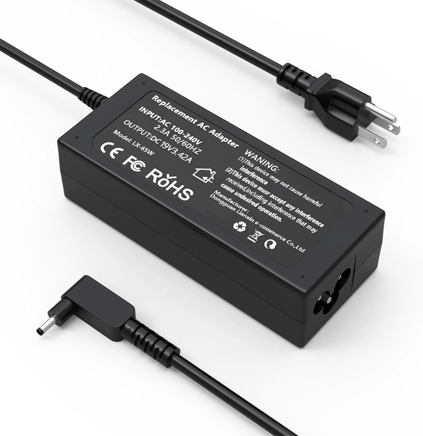 شارژر 65W 45W سازگار با لپ تاپ های Acer Aspire سری 3 5 مدل های A315-23 A315-24P A315-35 A314-23P A317-53 A315-58 A315-59; A515-44 A515-45 A515-46 A515-54 A515-55 A515-56 به همراه کابل برق