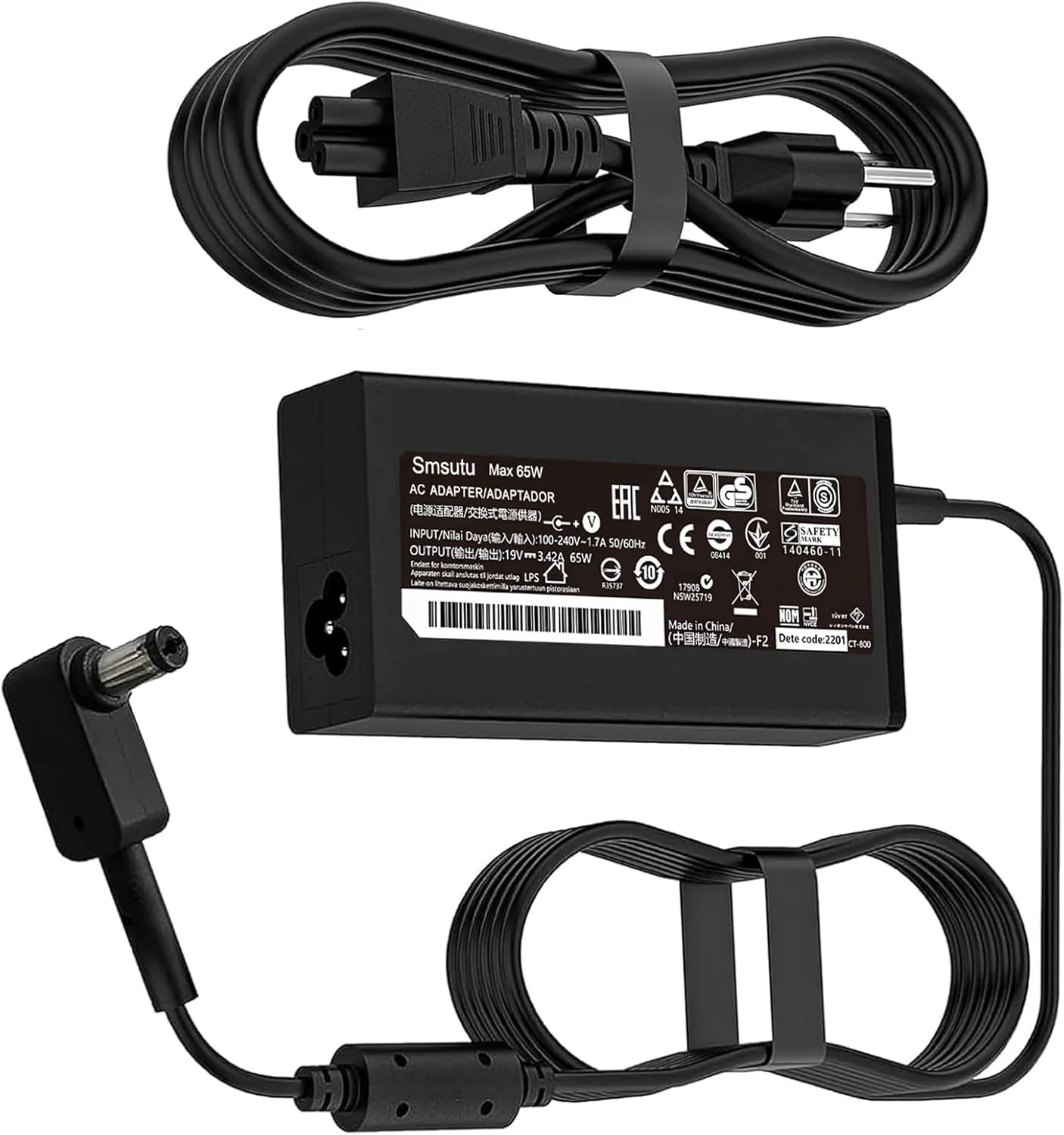 شارژر لپ تاپ 65 وات 45 وات 5.5 * 1.7 میلی‌متری سازگار با Acer Aspire A515-43-R19L A315-21 A515-51 E5-575 A315-41 A315-53 N17Q4 N15W5 PA-1650-86 آداپتور سیم برق