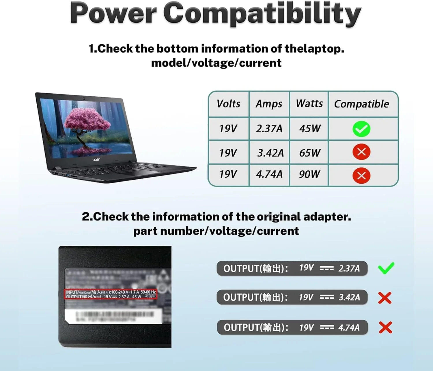 آداپتور برق 45 واتی با پین کوچک 3.0 * 1.1 میلیمتری مدل N20C5 N23C3 N19H1 N19H2 N20C4 N23H1 مناسب برای لپتاپهای Acer Aspire سری 1، 3 و 5 مدل ADP-45FE F A314-23P A315-23 A515-45 A515-54 A515-55 A13-045N2A PA-1450-26 آداپتور برق 45 واتی با پین کوچک 3.0 * 1.1 میلیمتری مدل N20C5 N23C3 N19H1 N19H2 N20C4 N23H1 مناسب برای لپتاپهای Acer Aspire سری 1، 3 و 5 مدل ADP-45FE F A314-23P A315-23 A515-45 A515-54 A515-55 A13-045N2A PA-1450-26