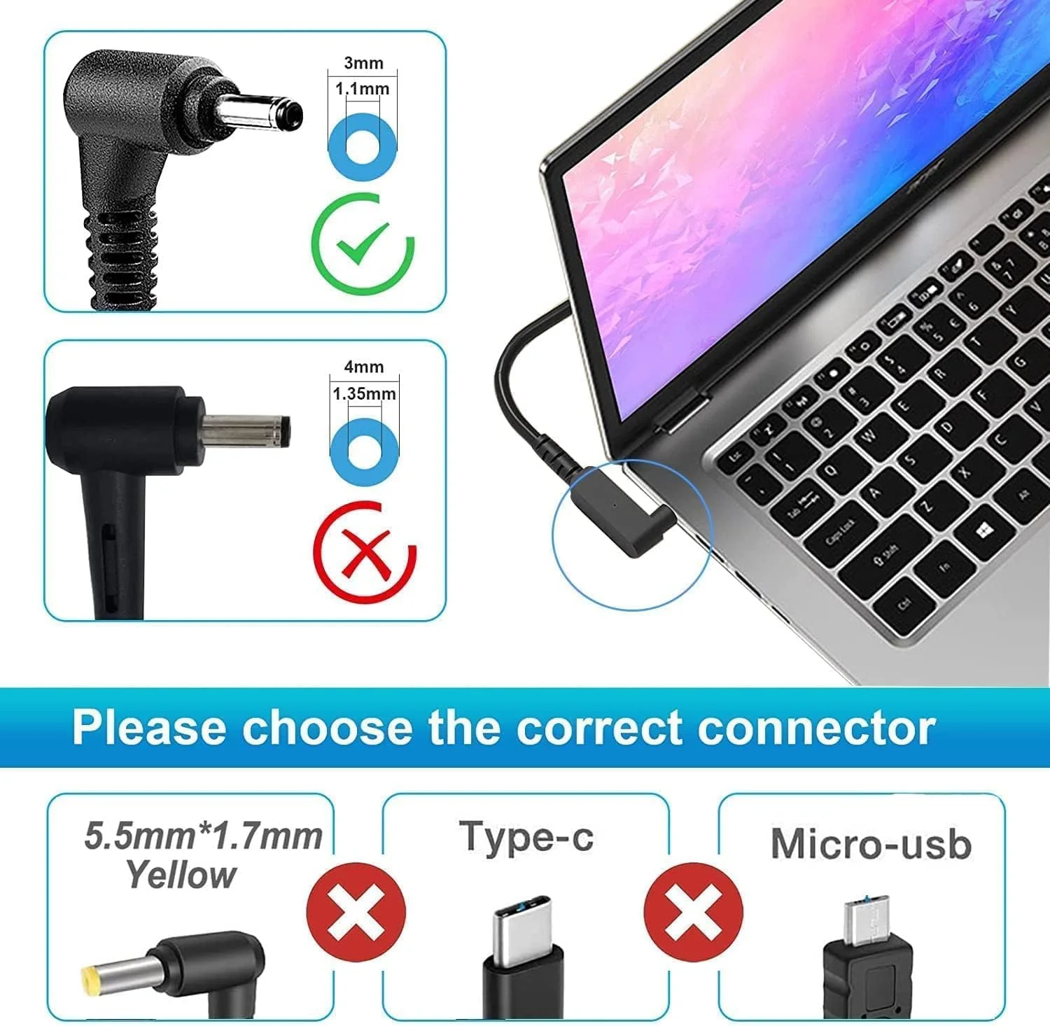 شارژر 65 واتی لپ تاپ برای Acer Aspire 1 3 GO 15 A115-32 A315-24P A315-24PT A315-58 A315-59 A315-23 A314-23P AG15-31P:A315-24P-R7VH 24PT-R0UX 24PT-R90Z A115-32-C96U A314-23P-R3QA A315-58-33XS 58-350L شارژر 65 واتی لپ تاپ برای Acer Aspire 1 3 GO 15 A115-32 A315-24P A315-24PT A315-58 A315-59 A315-23 A314-23P AG15-31P:A315-24P-R7VH 24PT-R0UX 24PT-R90Z A115-32-C96U A314-23P-R3QA A315-58-33XS 58-350L