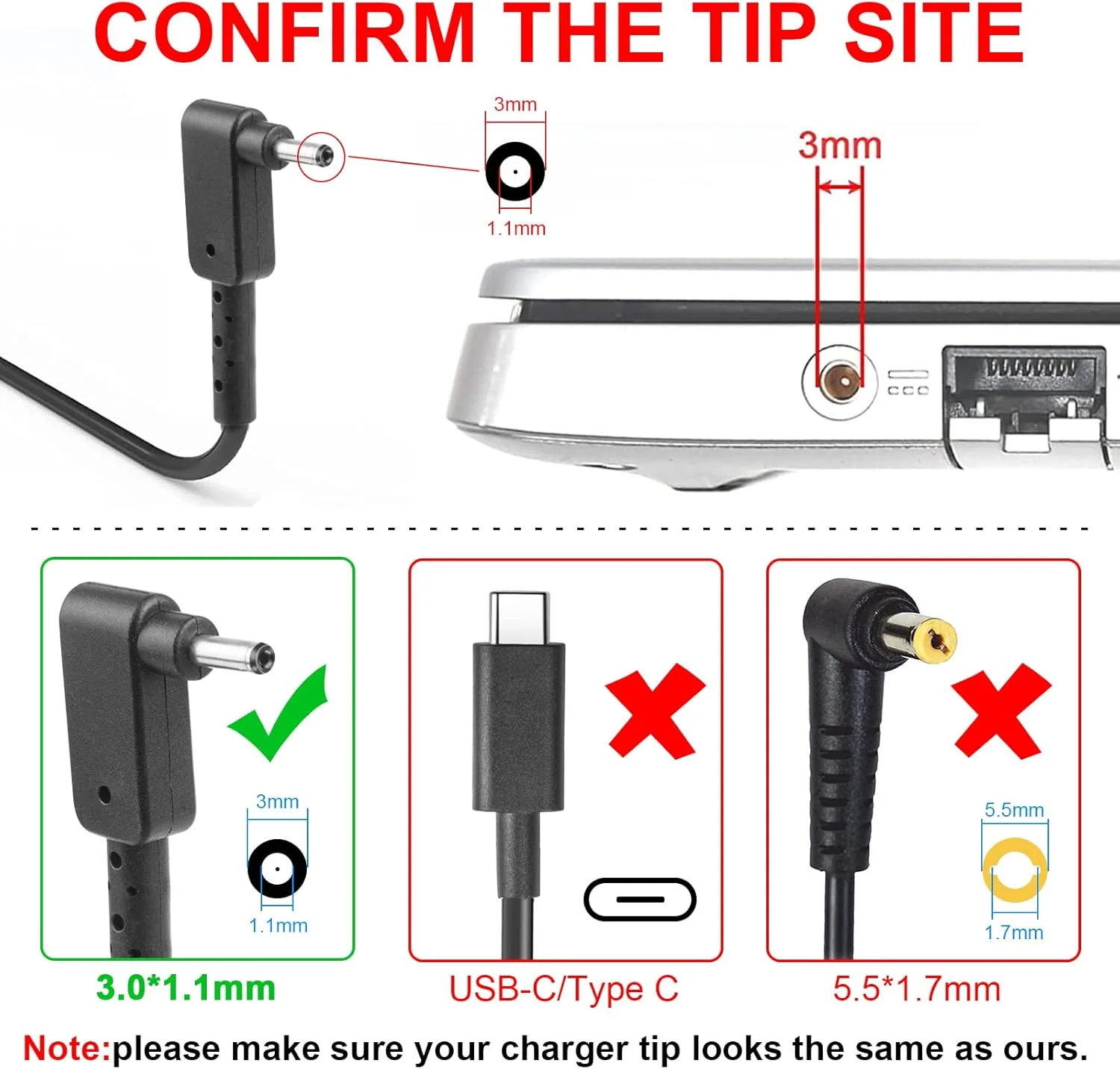 آداپتور برق 65 واتی 19 ولت 3.42 آمپر برای ایسر کروم بوک 11 13 14 15 R11 CB3-131-C3SZ C720-2103 CB5-571-C1DZ اسپایر وان کلودبوک 11 14، کانکتور DC گرد کوچک 3.0*1.1 (سازگار با Type C/USB C نیست) آداپتور برق 65 واتی 19 ولت 3.42 آمپر برای ایسر کروم بوک 11 13 14 15 R11 CB3-131-C3SZ C720-2103 CB5-571-C1DZ اسپایر وان کلودبوک 11 14، کانکتور DC گرد کوچک 3.0*1.1 (سازگار با Type C/USB C نیست)