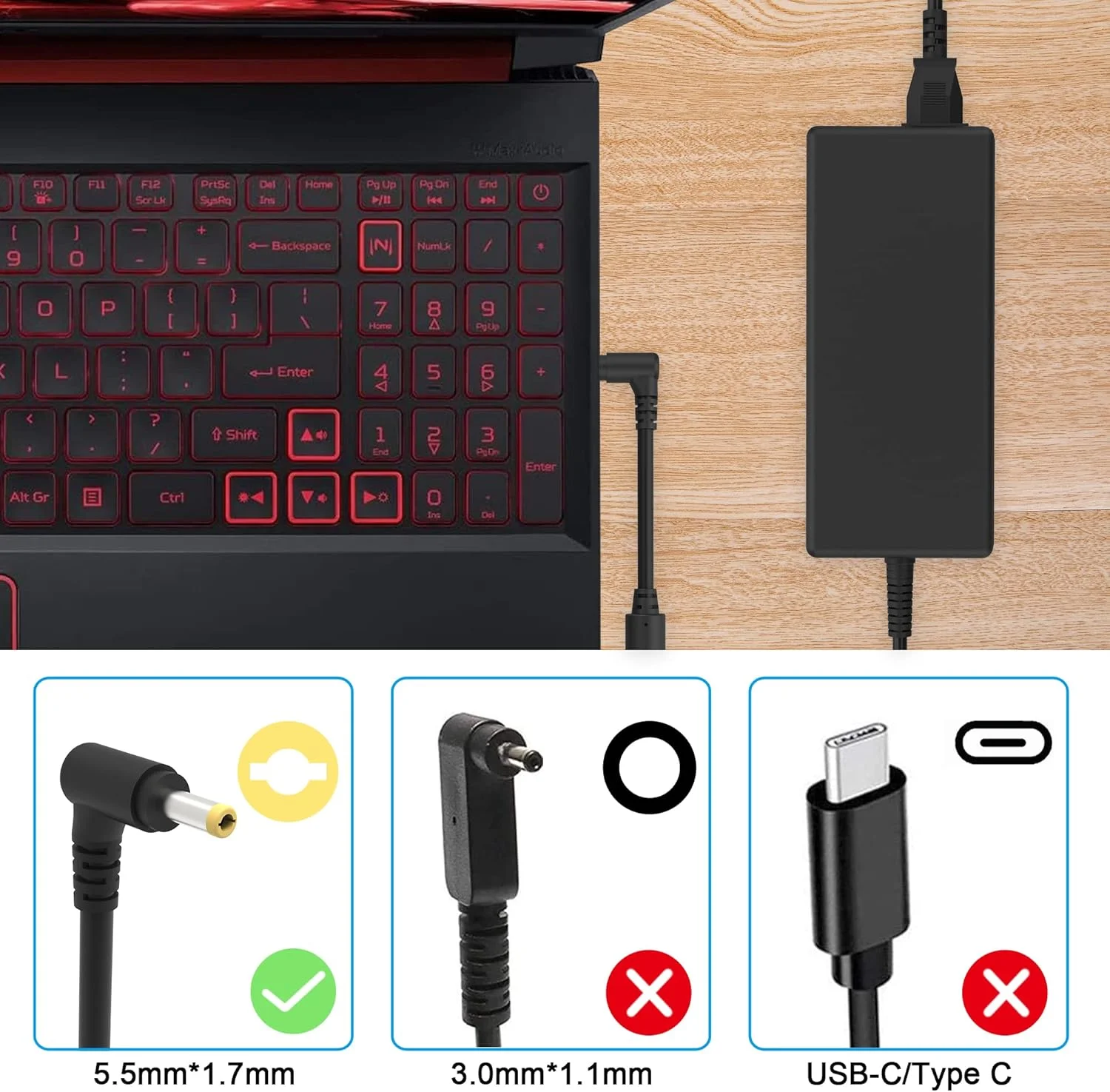 شارژر 135 واتی AC مناسب برای لپ تاپ گیمینگ ایسر نیترو 5، ایسر نیترو 5 مدل های AN515-55-53e5 AN515-51 N18C3 AN515-41 AN515-53 AN515-52 AN515-43 AN515-54 AN517-51 N18C4 AN515-44-R99Q به همراه کابل برق شارژر 135 واتی AC مناسب برای لپ تاپ گیمینگ ایسر نیترو 5، ایسر نیترو 5 مدل های AN515-55-53e5 AN515-51 N18C3 AN515-41 AN515-53 AN515-52 AN515-43 AN515-54 AN517-51 N18C4 AN515-44-R99Q به همراه کابل برق