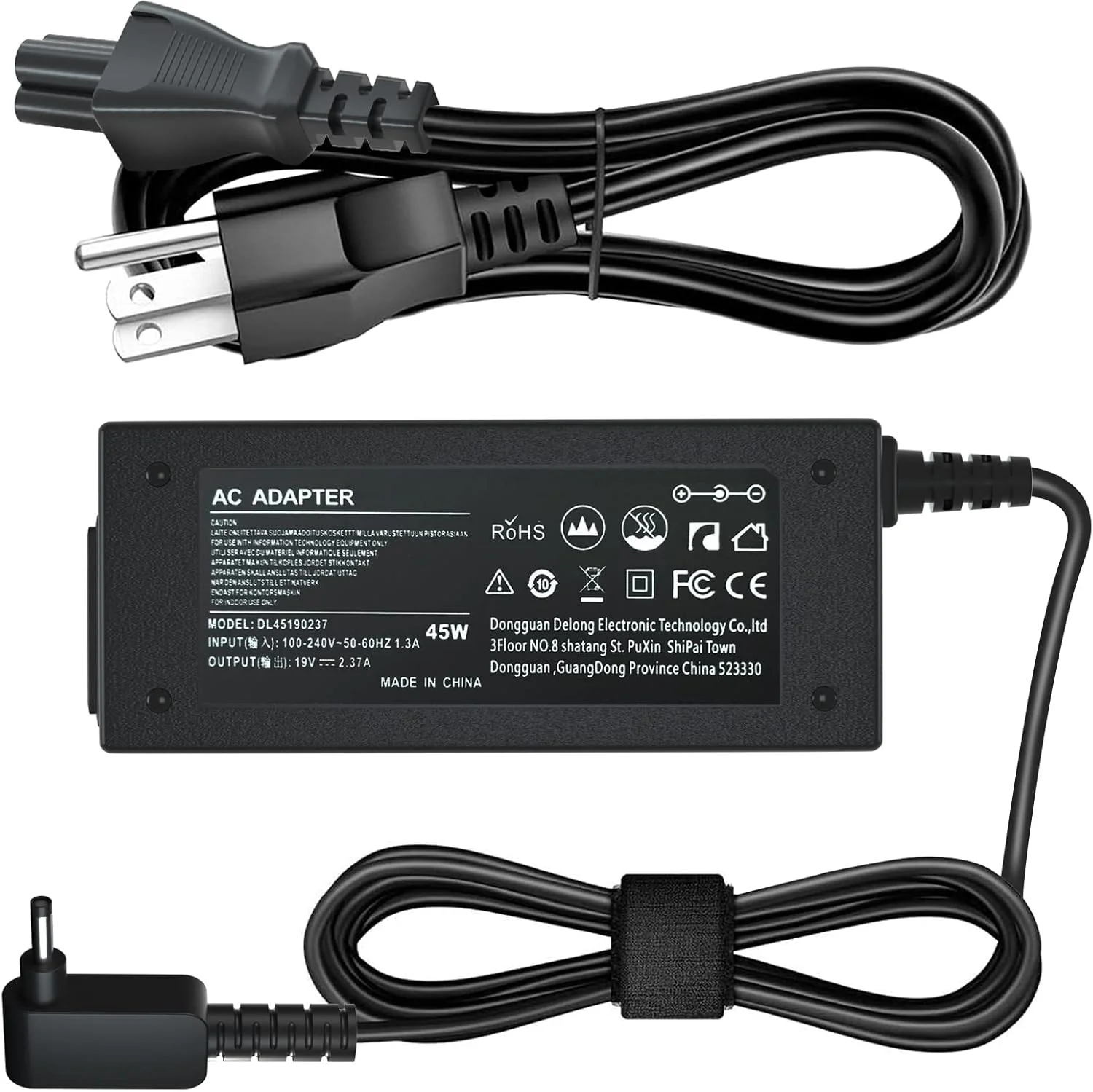 آداپتور AC لپ تاپ 19V 2.37A 45W سازگار با Acer Aspire 5 A515-44 A515-46 A515-54 A515-54G A515-55 A515-56 A517-52، سری Chromebook R11 PA-1450-26 سیم برق