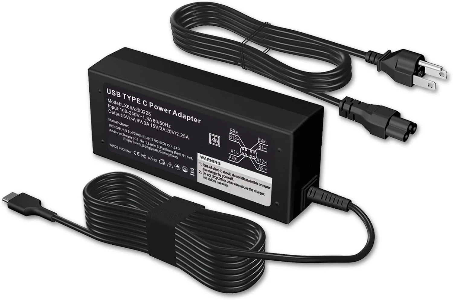 شارژر 45 واتی USB C سازگار با Acer Chromebook مدل‌های A18-045N1A, A16-045N1A, N17Q9, N17Q8, N18Q12, N18Q5, N18Q6, N16Q10, N17Q5, N18Q3, N19Q3، آداپتور برق لپ‌تاپ Type C