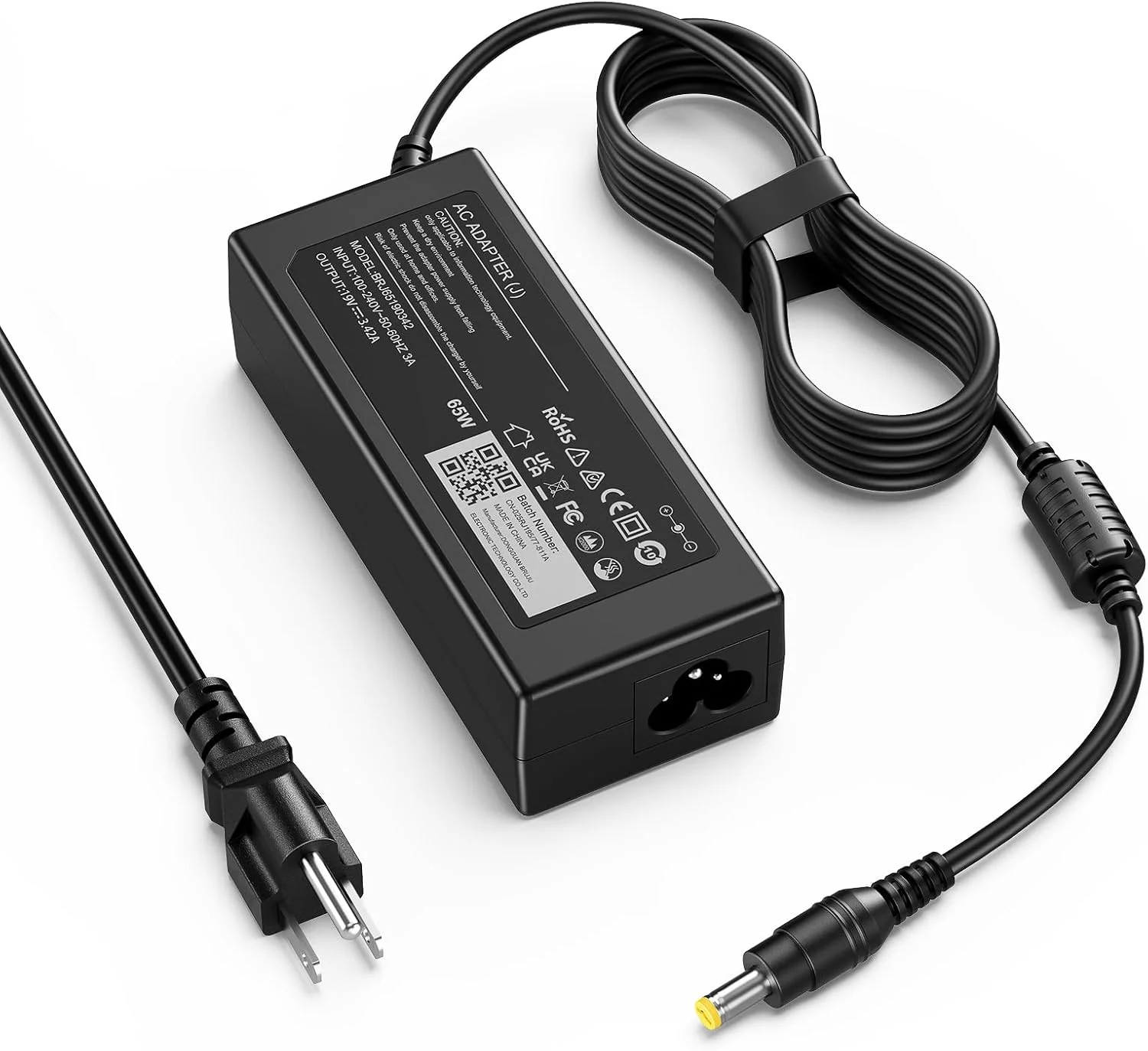 شارژر لپ تاپ 65 واتی سازگار با Acer Aspire E15 E5 E5-575 E5-521 R3 R3-471 Aspire 5 V5 V3 R7 M5 S3 E1 ES1 ES1-511 ES1-531 ES1-111M PA-1650-86 5742 5750 5349 N15Q1 به همراه سیم برق