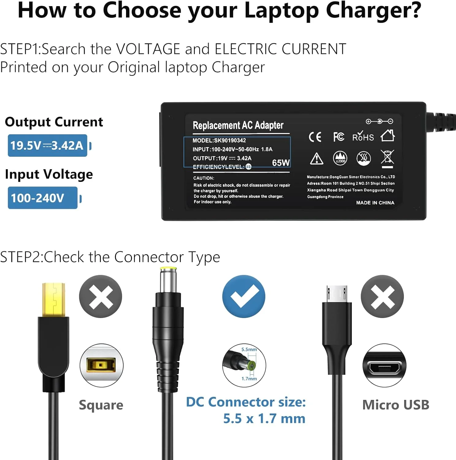 آداپتور شارژر 65 واتی AC برای سری Acer Aspire 5 3 1 مدل های A515-56 A515-55 A515-54 A515-45 A515-46 A515-44 A315-24P Chromebook CB311-7H CB3-111-C19 N18Q13 N15Q9 به همراه سیم برق آداپتور شارژر 65 واتی AC برای سری Acer Aspire 5 3 1 مدل های A515-56 A515-55 A515-54 A515-45 A515-46 A515-44 A315-24P Chromebook CB311-7H CB3-111-C19 N18Q13 N15Q9 به همراه سیم برق