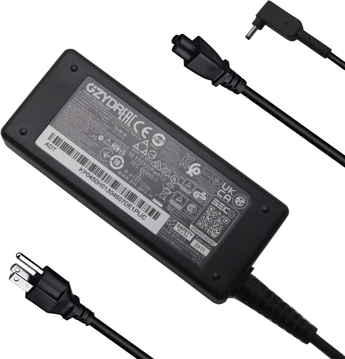 شارژر 45 واتی AC مدل ADP-45FE F PA-1450-26 برای لپ‌تاپ‌های Acer Aspire A515-44 A515-45-R74Z A515-46-R3UB A515-46-R14K A515-54 A515-56 A515-58 A315-24P-R7VH A18-045N2A AK.045AP.075 به همراه کابل برق