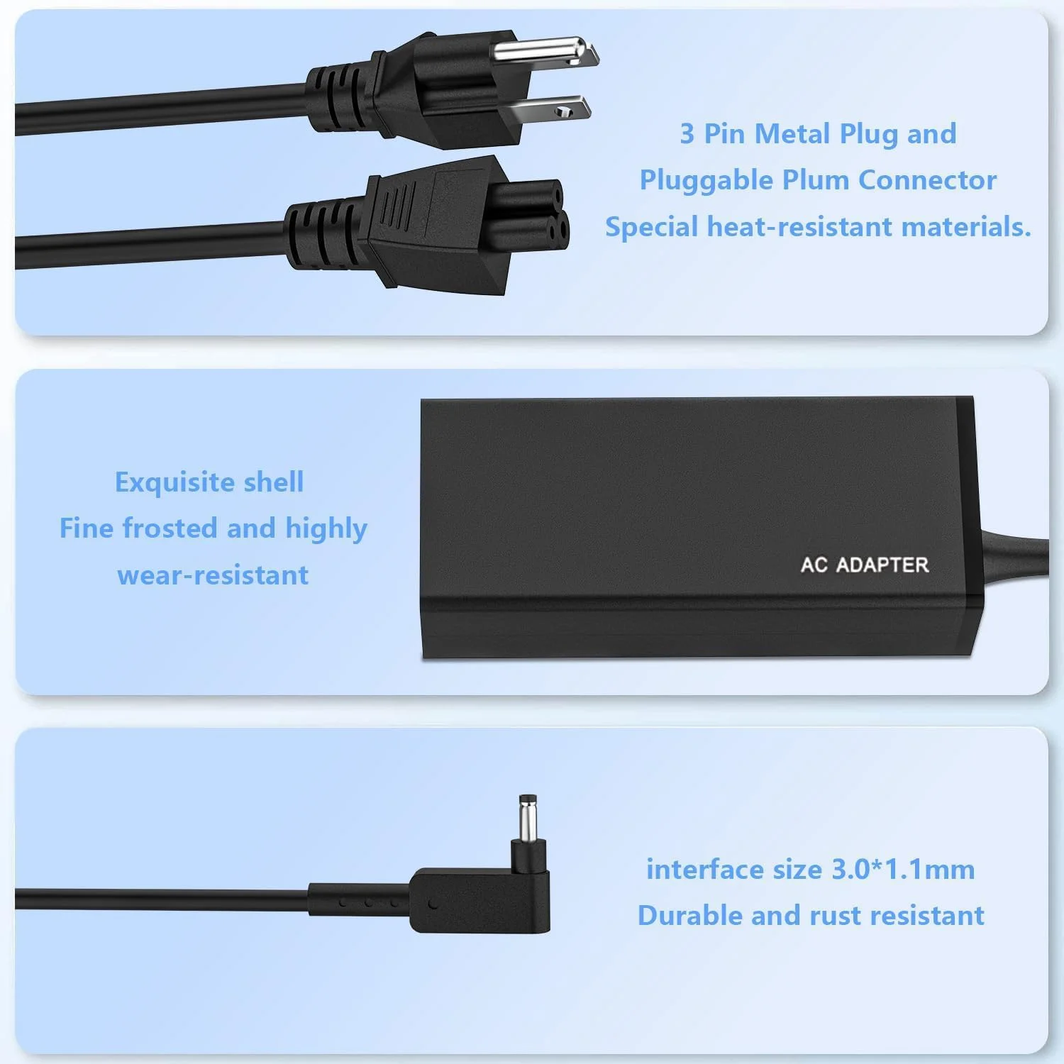 شارژر 45 واتی سوزنی کوچک 3.0*1.1 میلی‌متری سازگار با لپ‌تاپ‌های Acer مدل‌های A315-24P-R7VH، A515-45-R74Z، A515-46، A315-23، A315-24P، A515-56، ADP-45FE F PA-1450-26 A13-045N2A