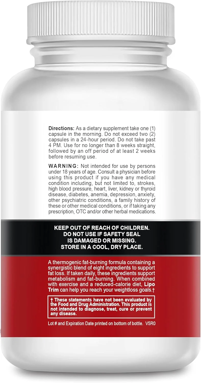 قرص های رژیمی ترموژنیک لیپو تریم پیشرفته - افزایش انرژی، بهبود تمرکز و تسریع چربی سوزی - 60 کپسول سریع الاثر سرکوب کننده اشتها