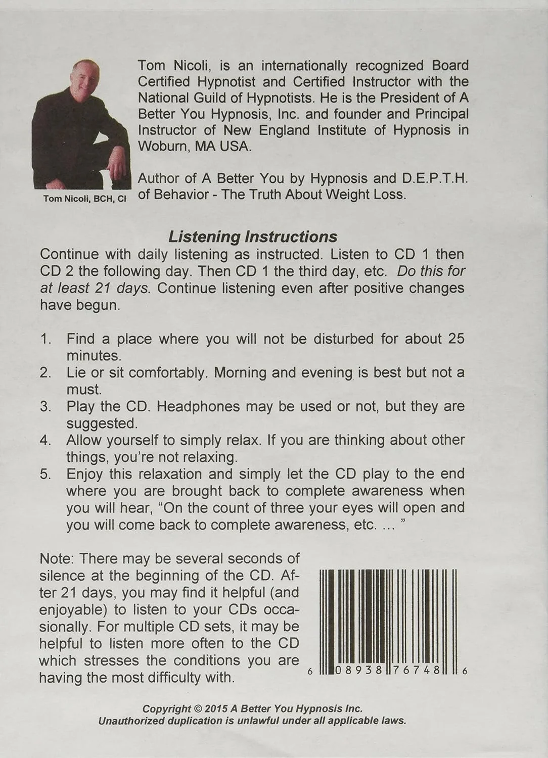 مجموعه سی دی کاهش وزن تام نیکولی - برنامه رژیم غذایی کاهش وزن با هیپنوتیزم، همانطور که در مجله شیپ دیده شده است