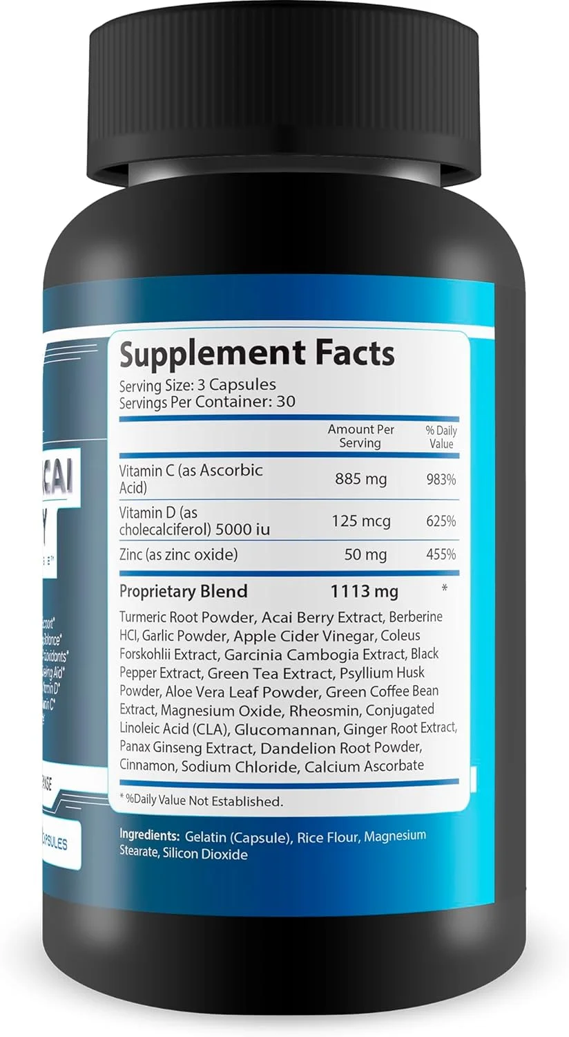 کپسول های سم زدای آکای بری - بهترین مکمل آکای بری ما، کپسول های پاک کننده ملایم روده بزرگ - کپسول های گیاهی آکای - سم زدایی کامل بدن برای آقایان و بانوان