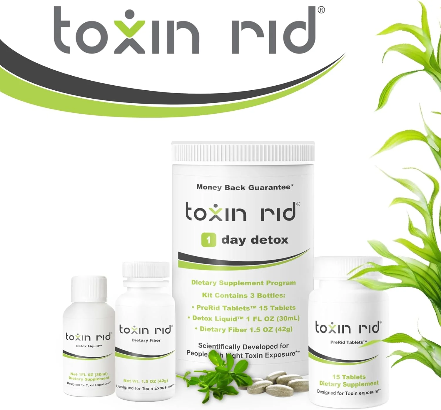 مجموعه سم زدای یک روزه | پاکسازی کامل بدن به طور طبیعی برای زنان و مردان | 15 قرص گیاهی با فرمول مایع و فیبر غذایی | ساخت آمریکا