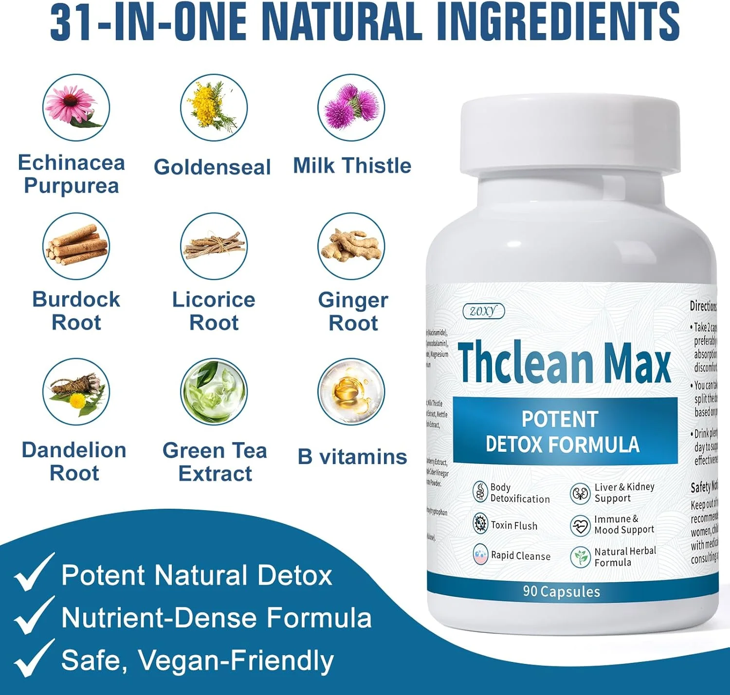 پاکسازی کامل بدن و کبد – فرمول گیاهی طبیعی برای حمایت از کبد، کلیه، هضم، سیستم ایمنی و خلق و خو – پاک کننده سموم، سریع الاثر، 90 کپسول