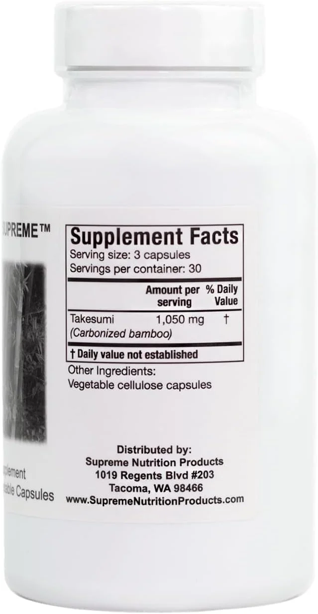 مکمل غذایی Takesumi Supreme از Supreme Nutrition، 90 کپسول گیاهی ذغال بامبو فعال خالص