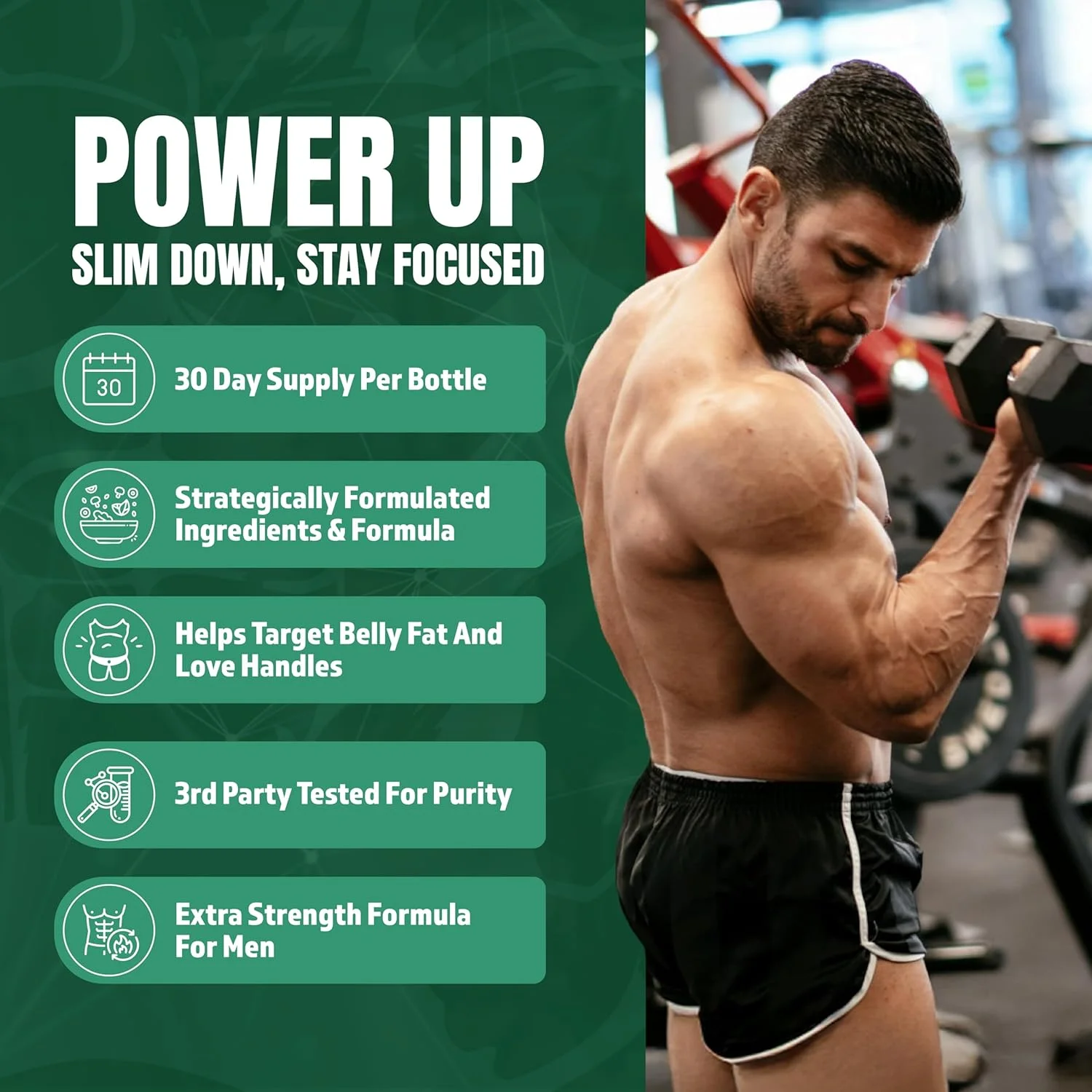 چربی سوز سریع مردانه | پشتیبانی از عملکرد مسیر GLP-1 برای کاهش وزن | سرکوب کننده اشتها، تقویت کننده انرژی، قرص های رژیمی مناسب برای همه | فرمول تست شده توسط شخص ثالث - 60 کپسول