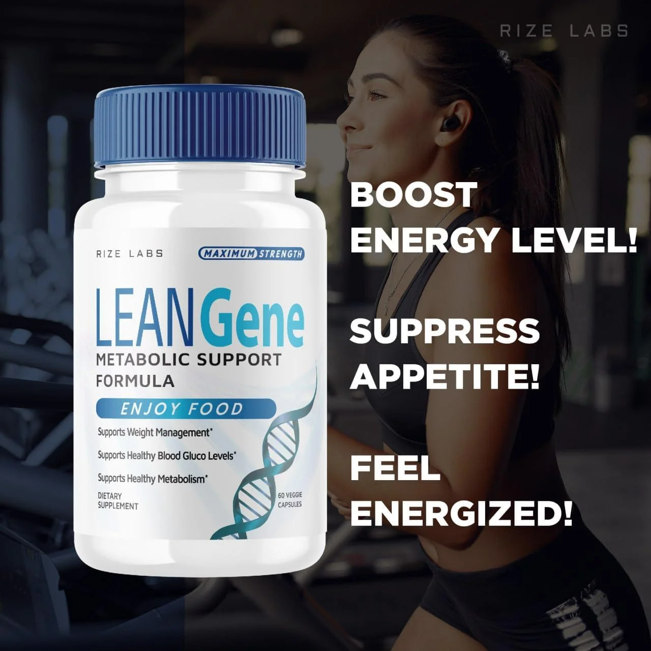 مکمل Lean Gene آزمایشگاه Rize، فرمول پشتیبانی متابولیک، Lean Gene برای کاهش وزن پیشرفته، کپسول های Lean Gene با حداکثر قدرت، قرص های کاملا طبیعی LeanGenex (120 کپسول) (بسته 2 عددی)