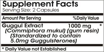 عصاره استاندارد شده گوگول 1000 میلی گرم // 200 کپسول // خالص // توسط PureControl Supplements