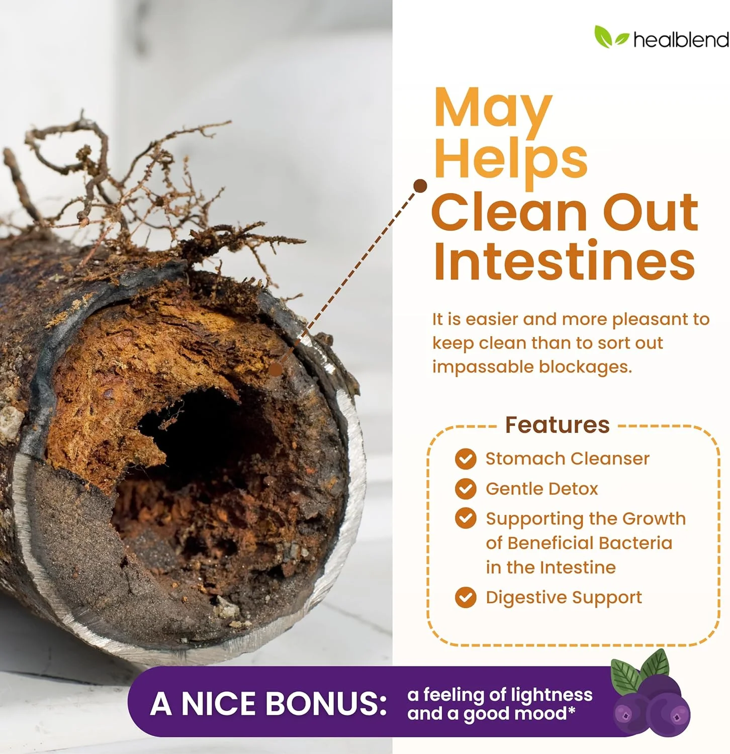 مکمل سم زدای مکس، سم زدایی پیشرفته روده برای زنان و مردان با پسیلیوم، کلرلا، گیاه زوفا و پاپایا، با کمپلکس آکای - پاک کننده روده بزرگ - 60 کپسول (1)